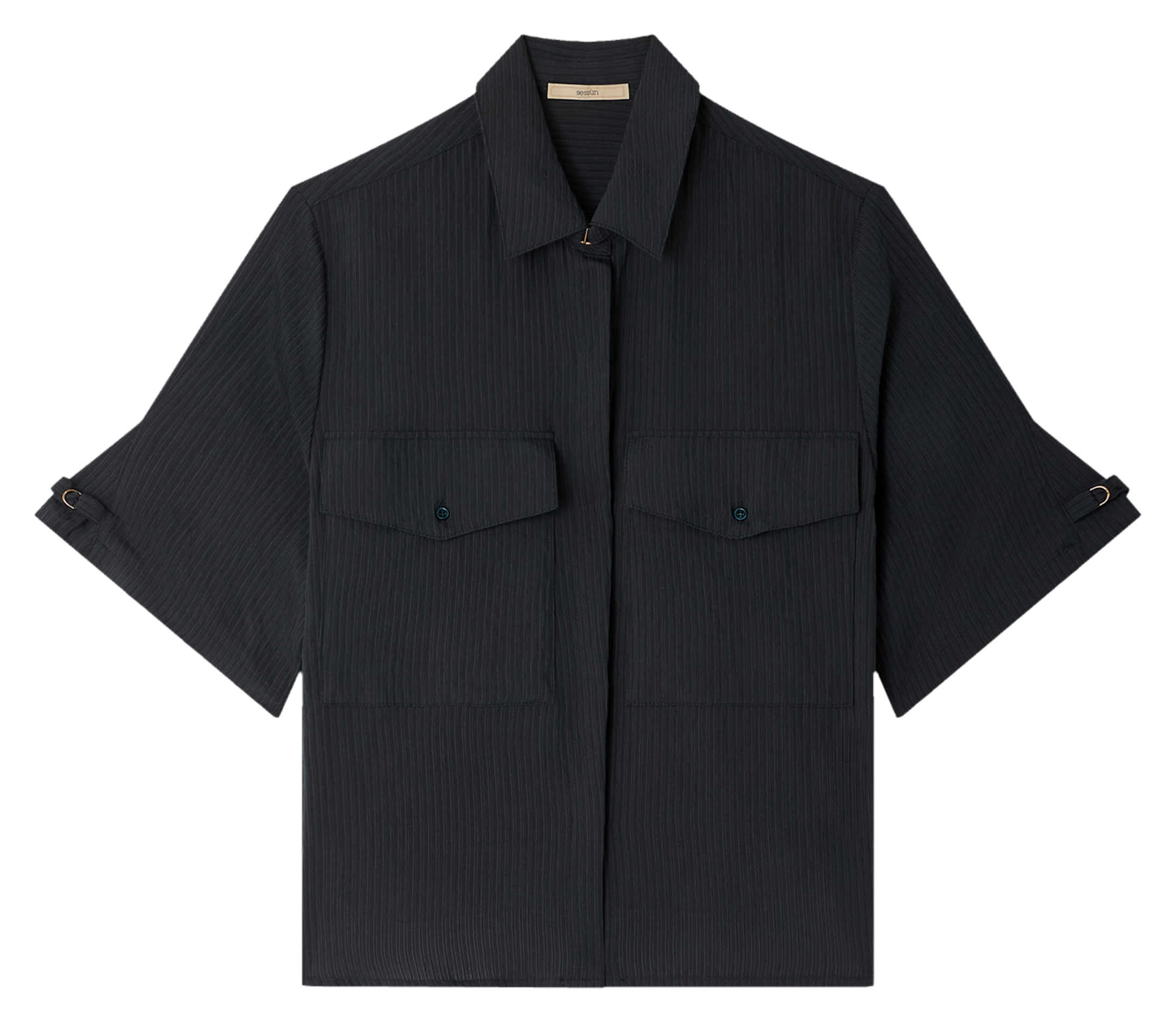 Weit geschnittene Bluse mit klassischem Kragen SESSUN Grun