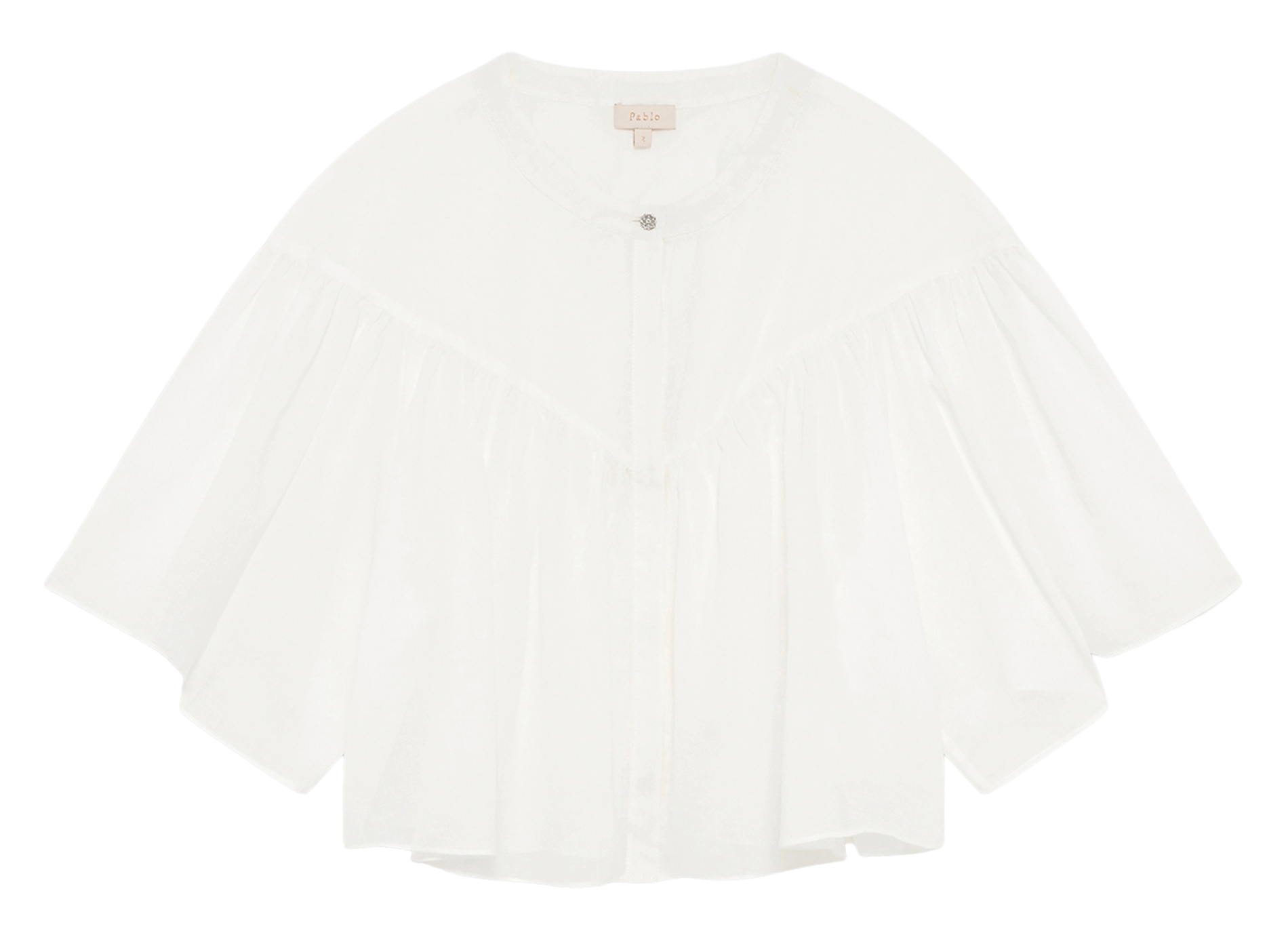 Loose-fit cotton shirt with round neck PABLO Beige