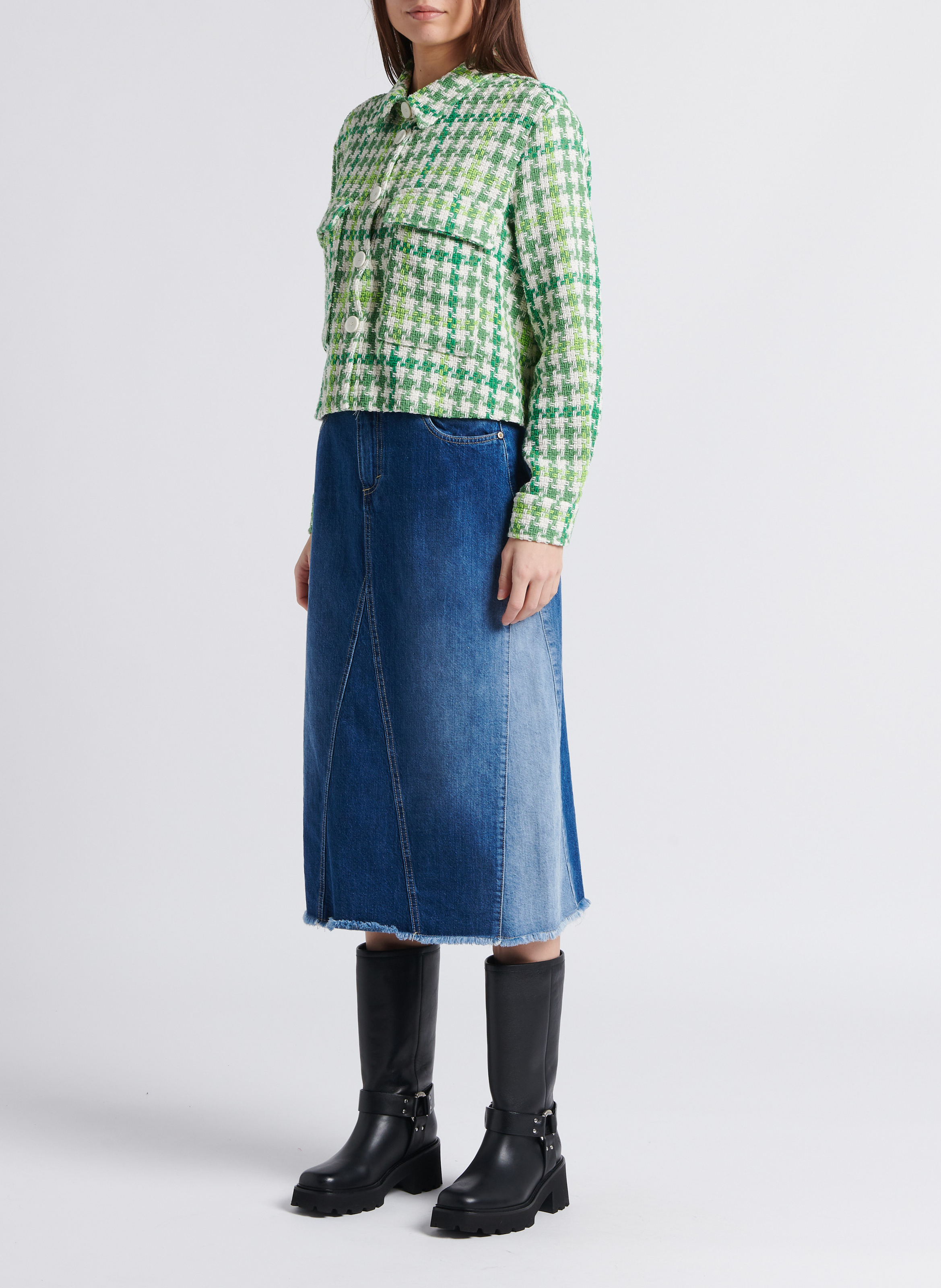 Jupe midi évasée en coton PLEASE Bleu