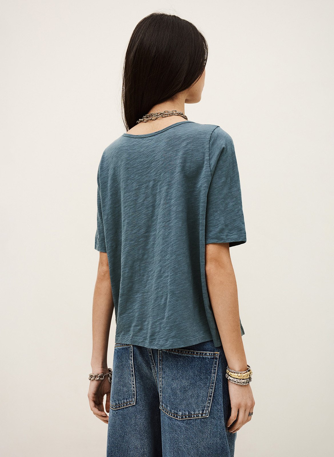 Loose-fit round-neck cotton T-shirt BA&SH Blue