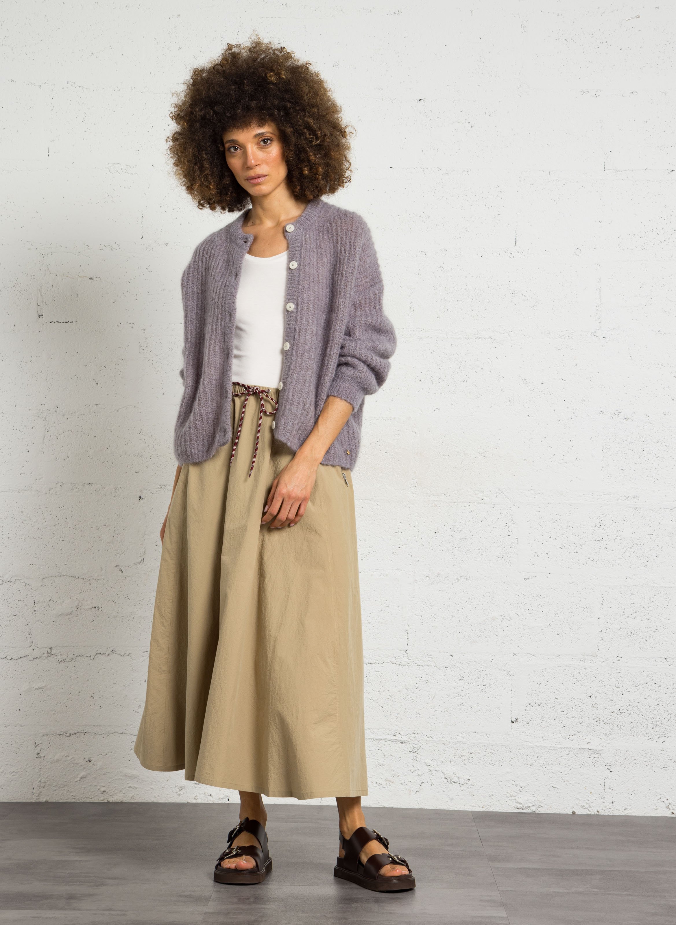 Gilet ample boutonné en mohair mélangé DES PETITS HAUTS Gris