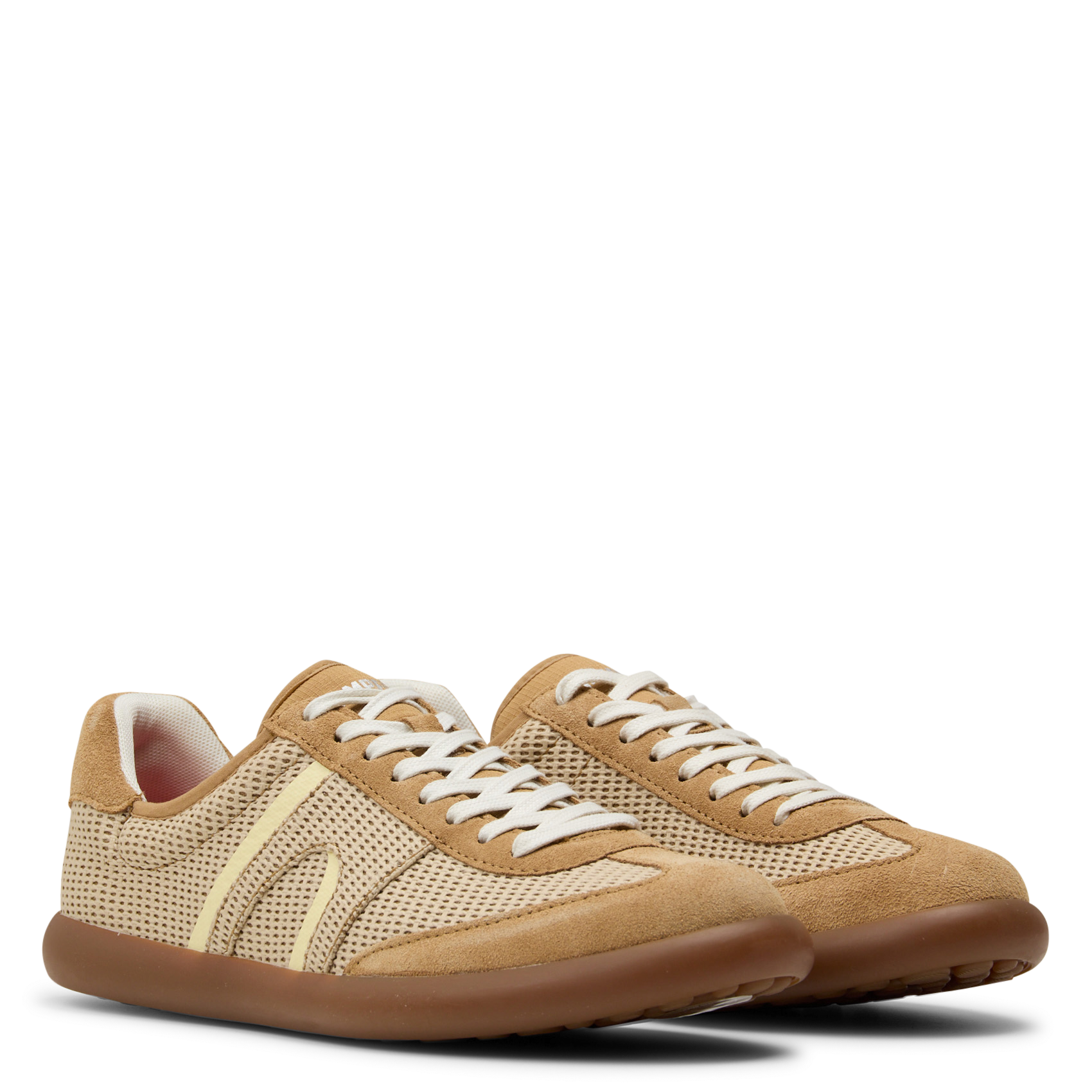 Lage sneakers met twee materialen veters CAMPER Bruin