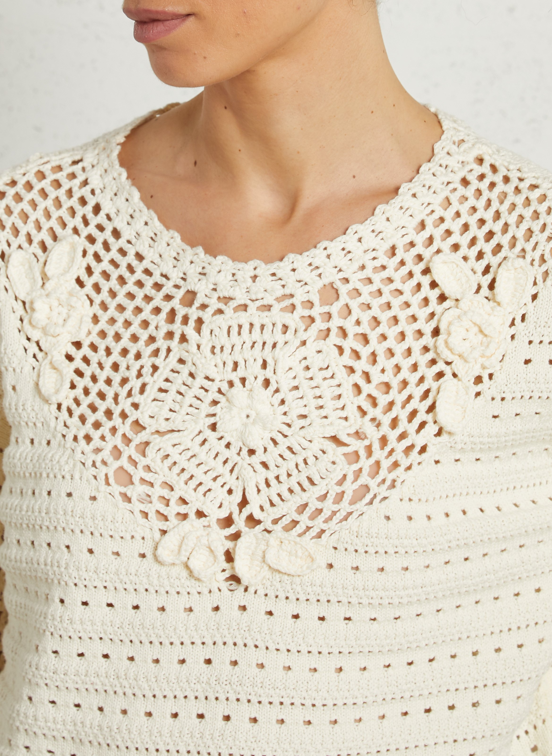 Pull droit col rond en coton LOUISE MISHA Blanc