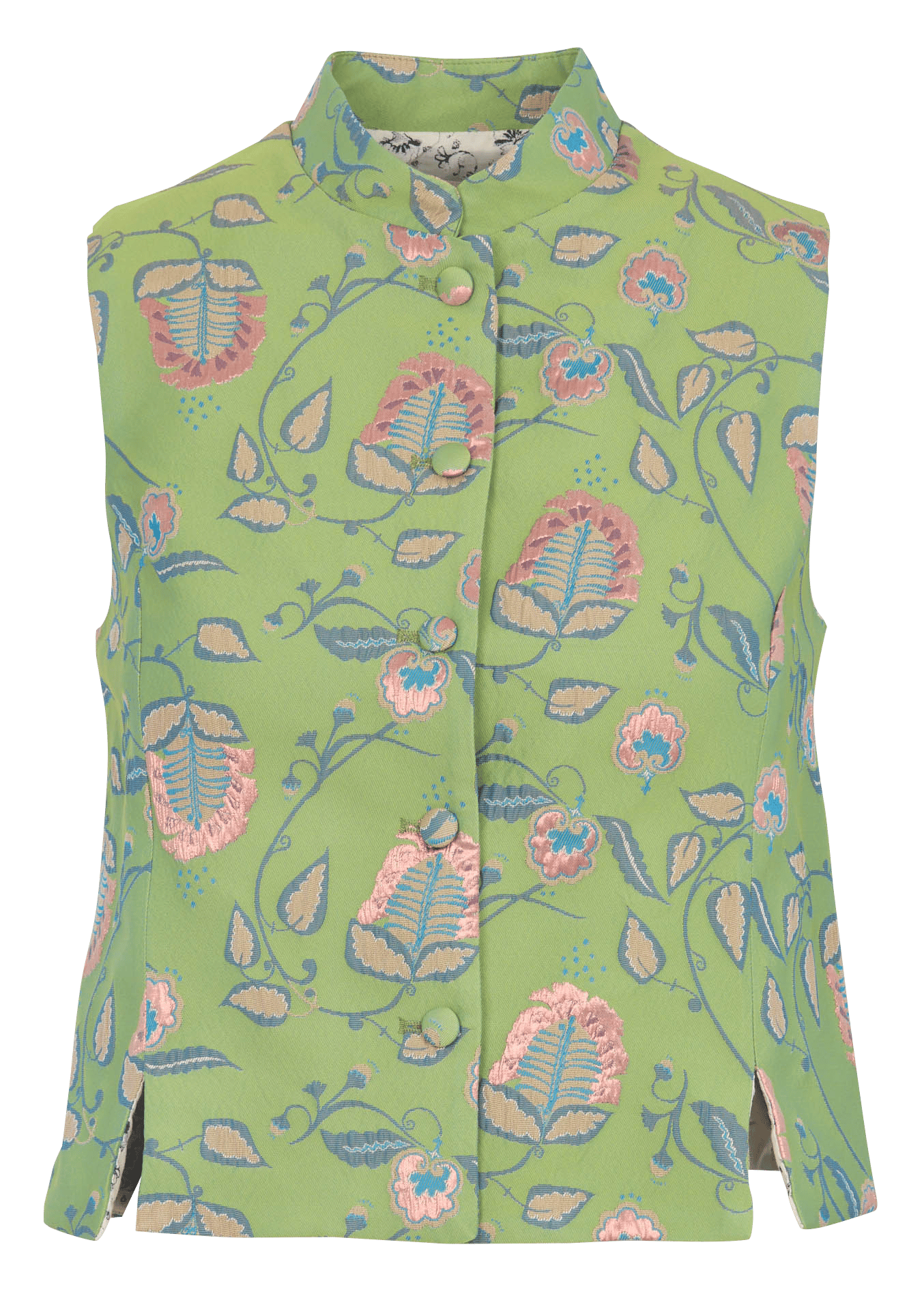 Mao-Kragen-Weste aus Jacquard COTELAC Grun