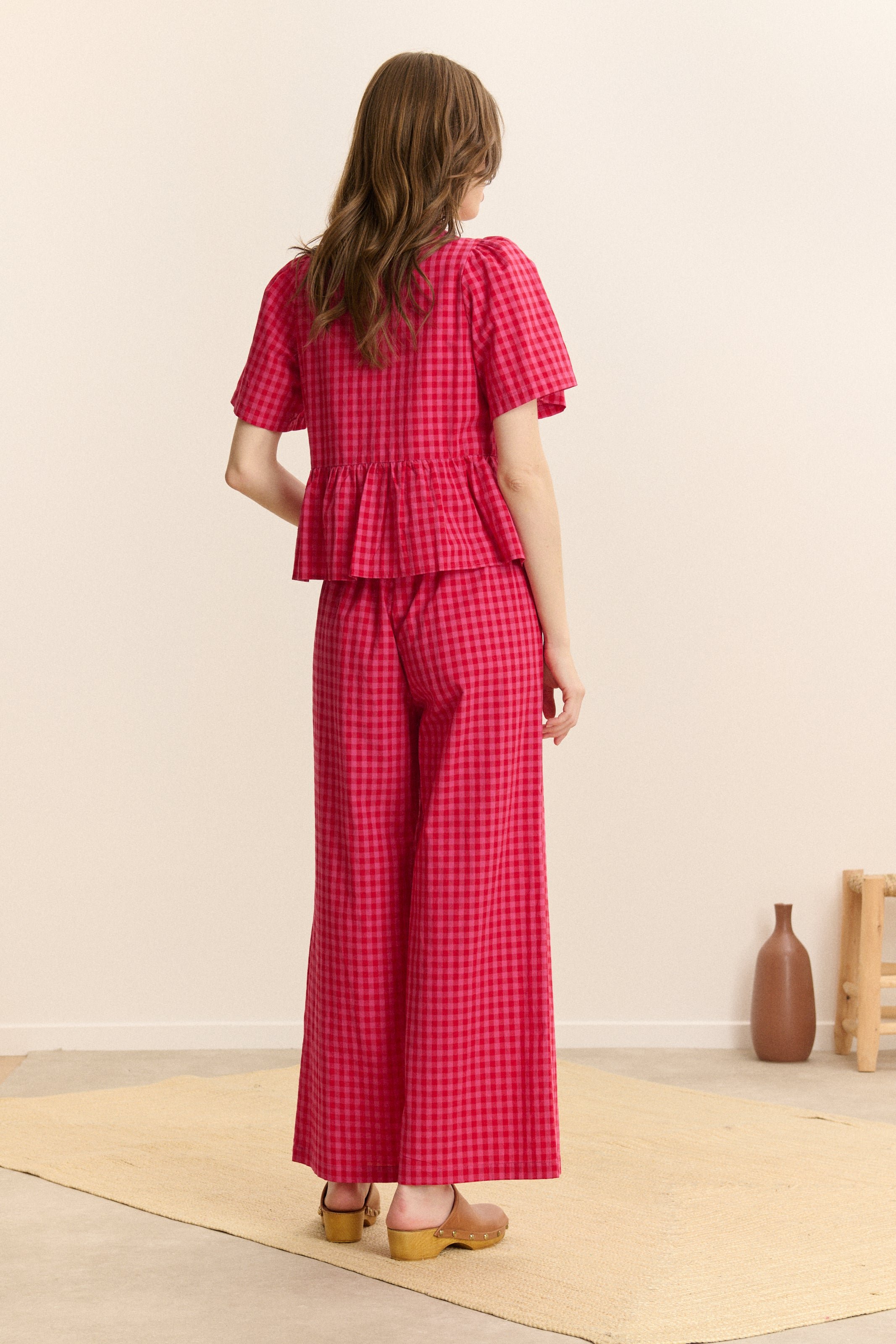 Elasticated checkered pants GARANCE PARIS Pink