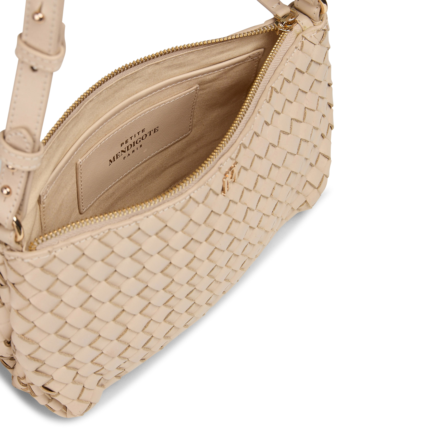 Small woven leather crossbody bag PETITE MENDIGOTE Beige