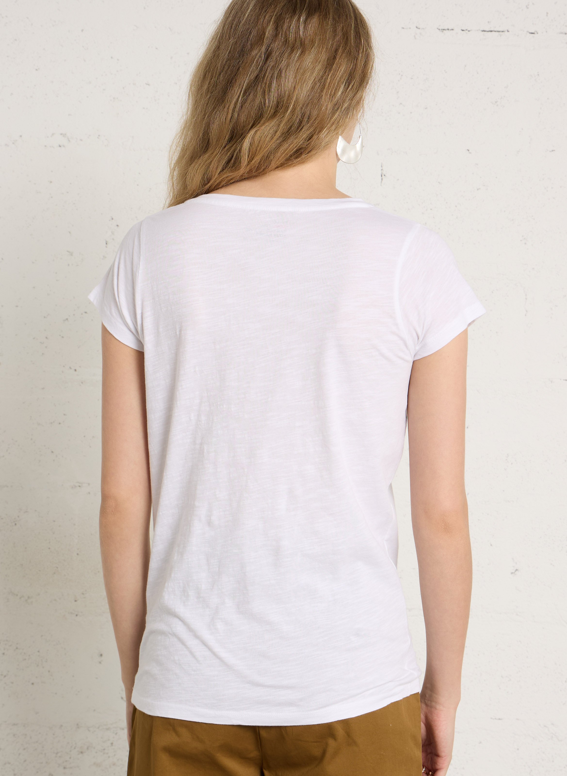 T-shirt met V-hals van biologisch katoen LEON & HARPER Wit