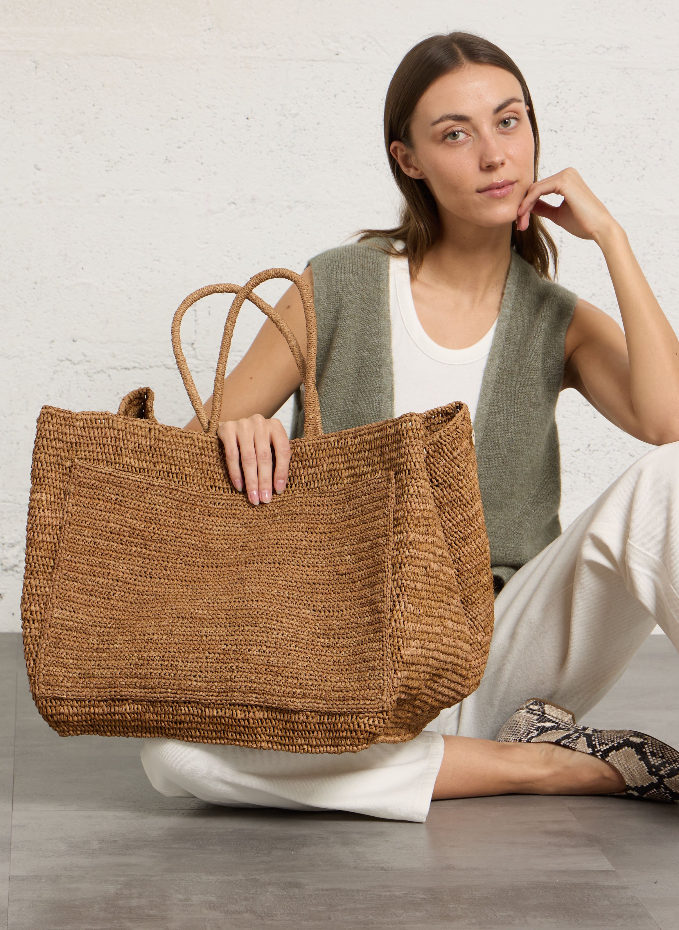 Cabas en raohia  CAMALYA Beige