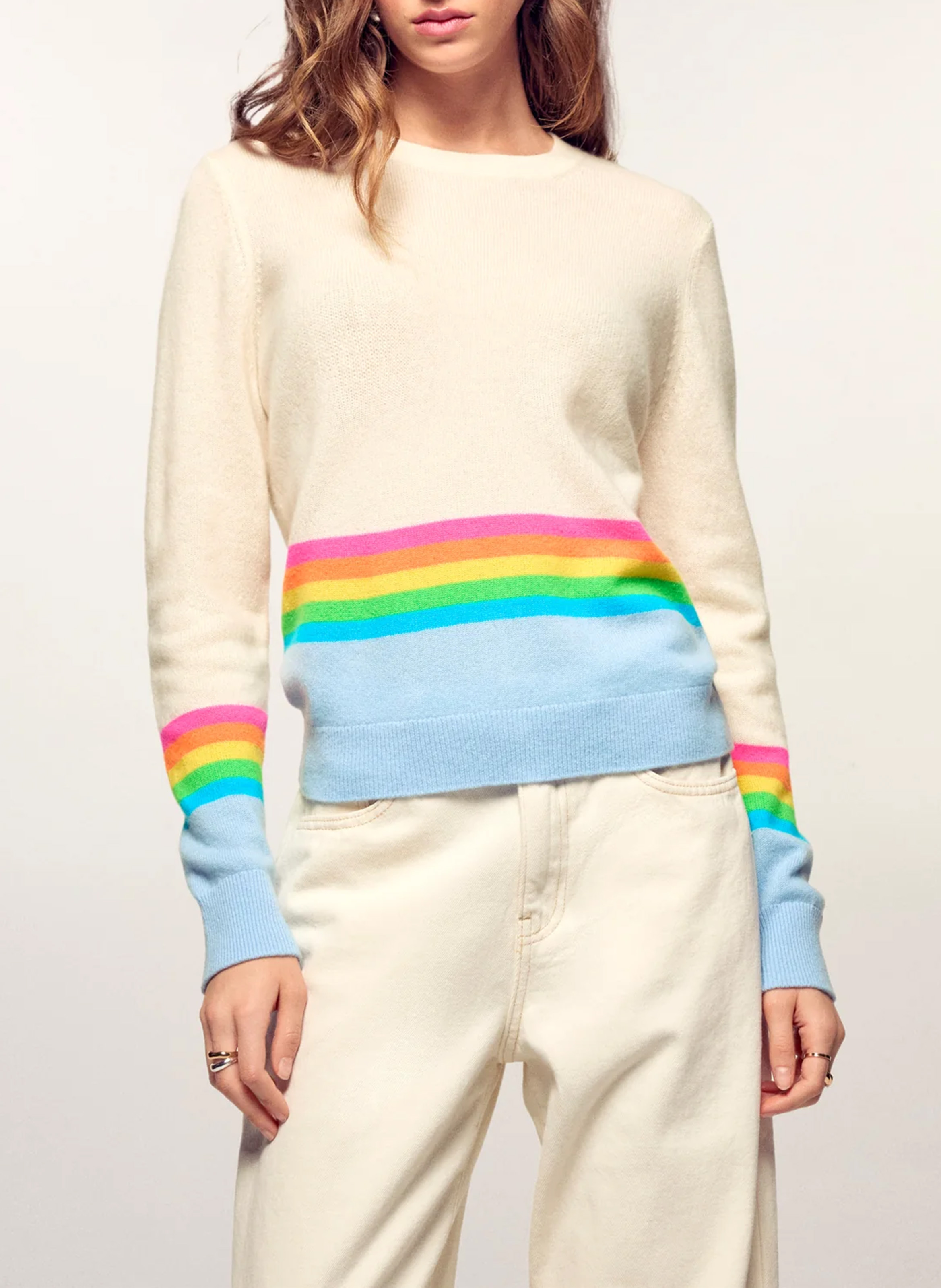 Pull droit col rond en cachemire FROM FUTURE Bleu