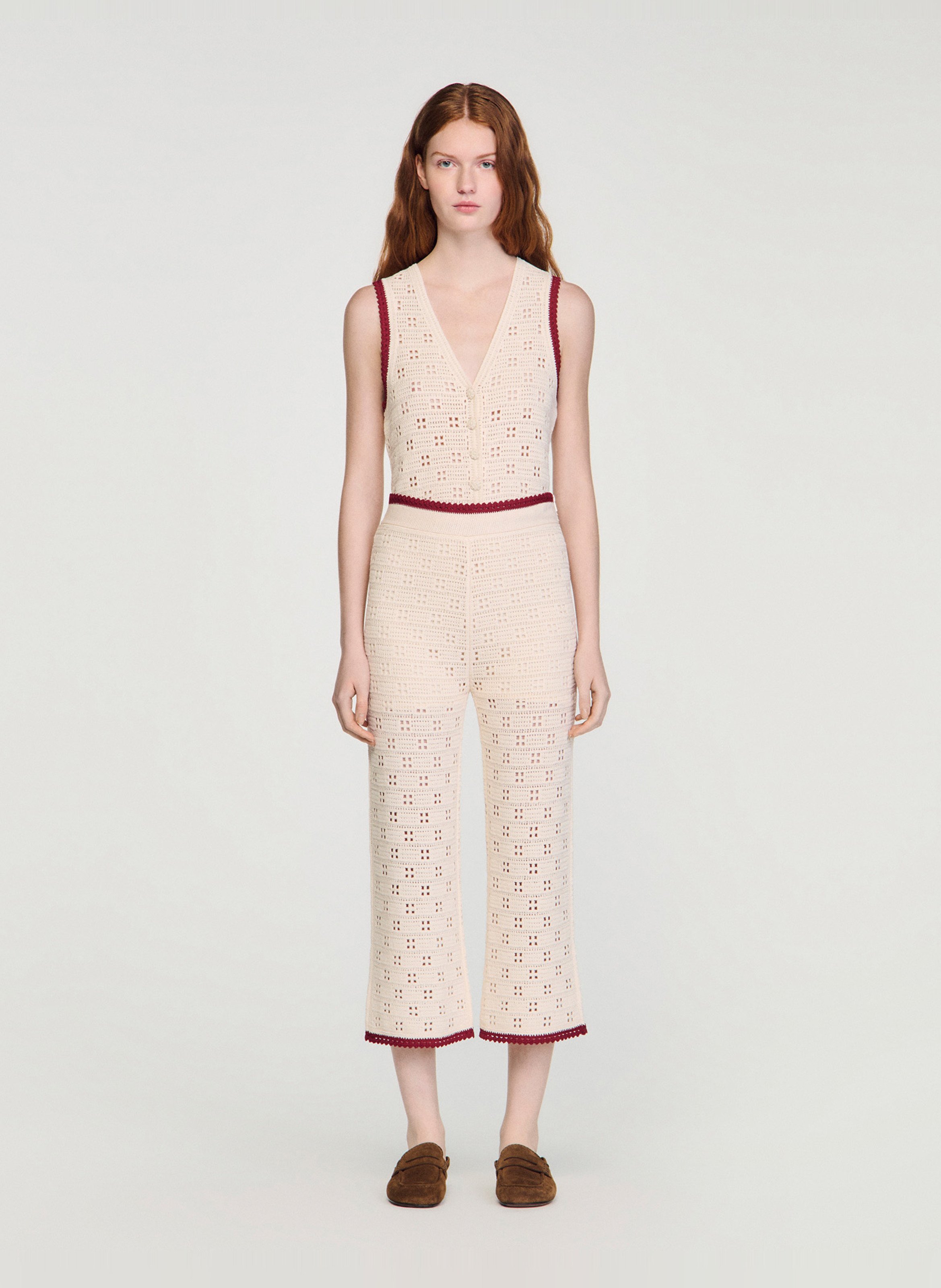High-rise cropped pants SANDRO Beige