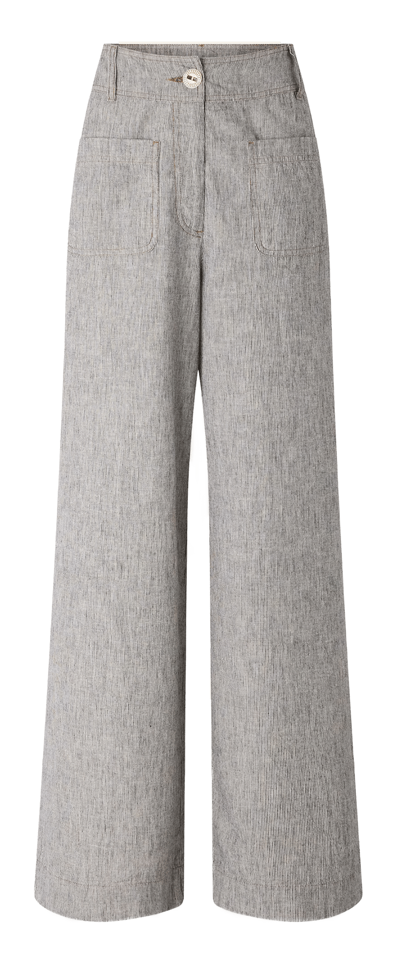 Wijde broek van linnen en katoen met hoge taille SESSUN Grijs