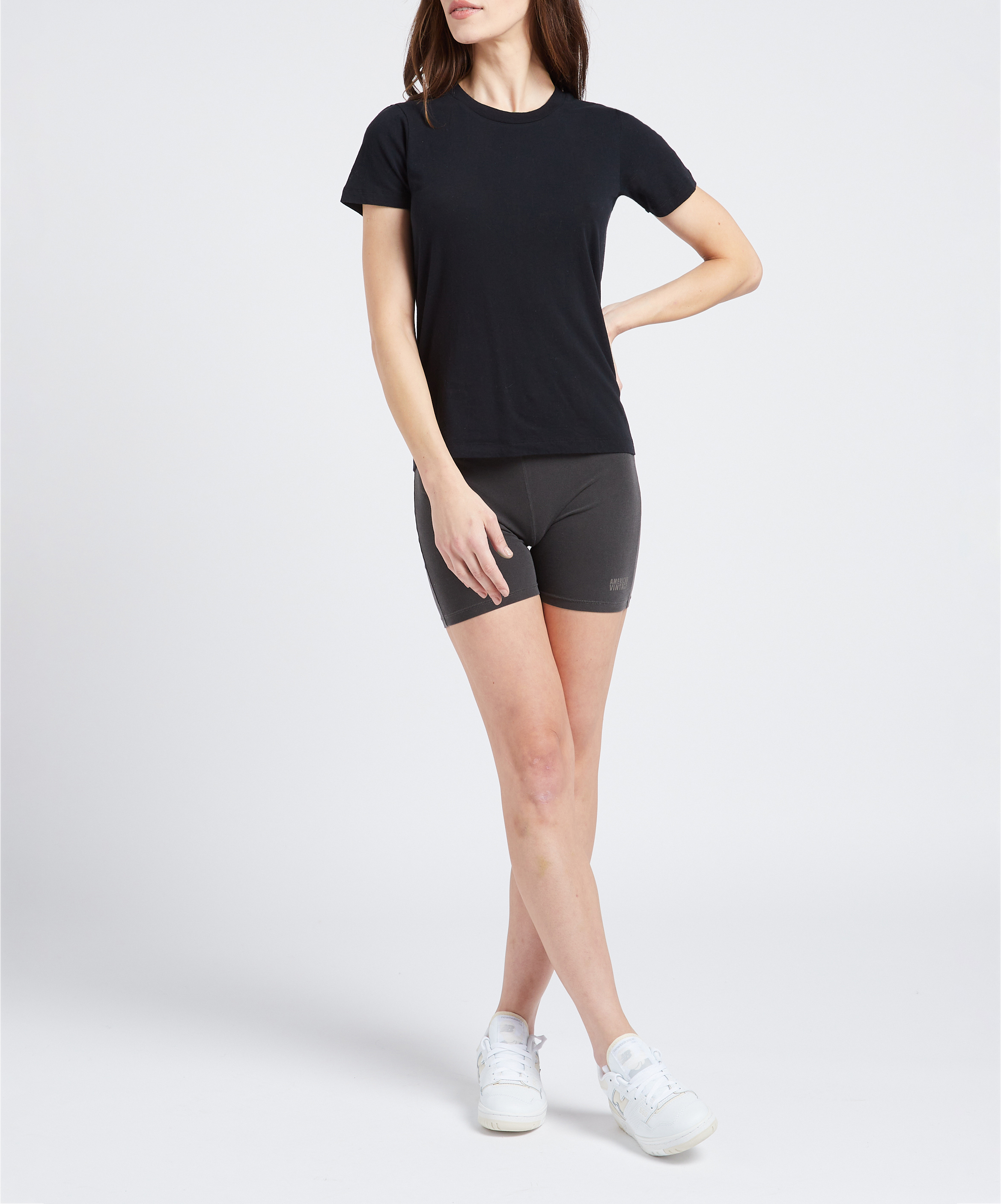 Rundhals-T-Shirt aus Baumwolle AMERICAN VINTAGE Schwarz