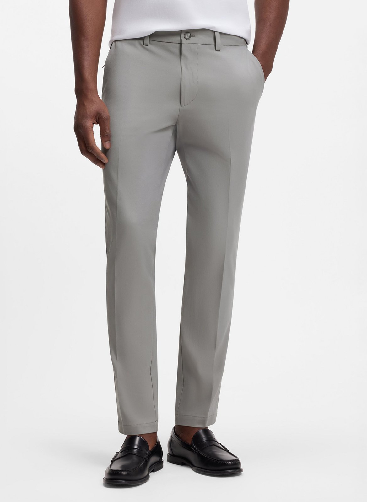 Solid straight-cut tailored trousers BOSS Silver