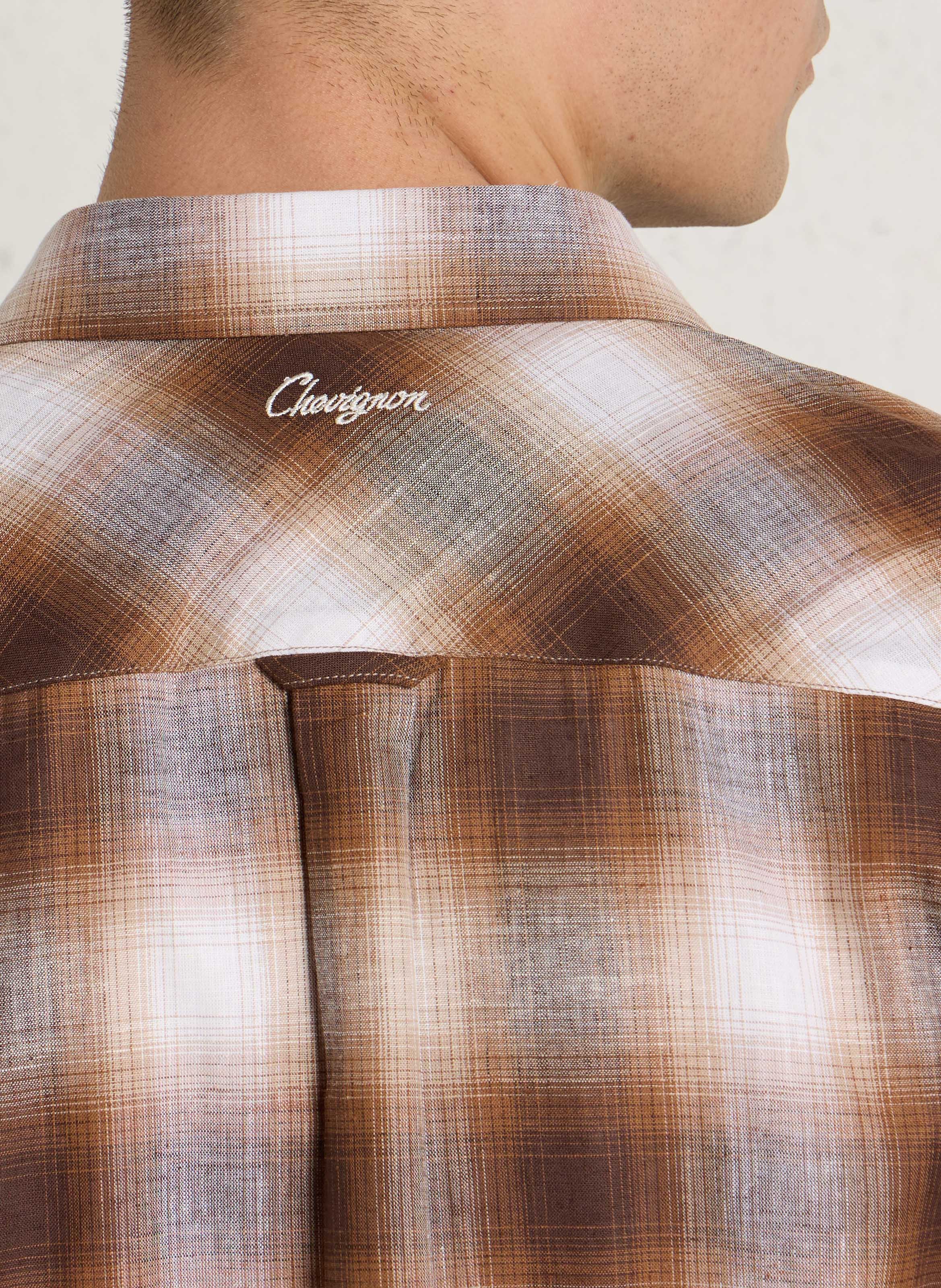 Chemise oversize col classique en coton et lin imprimé CHEVIGNON Marron