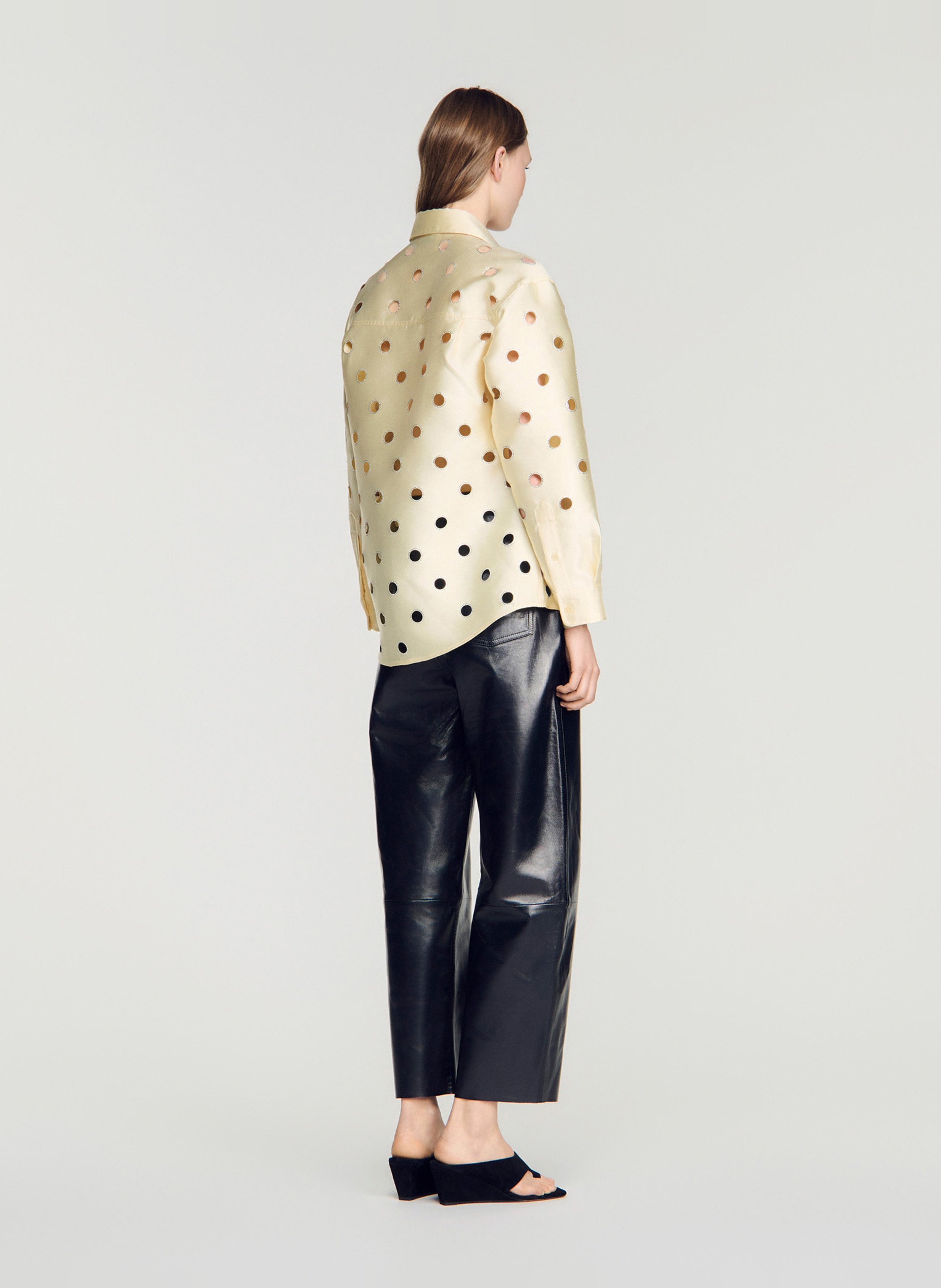 Ruime blouse met strass-gaatjes SANDRO Beige