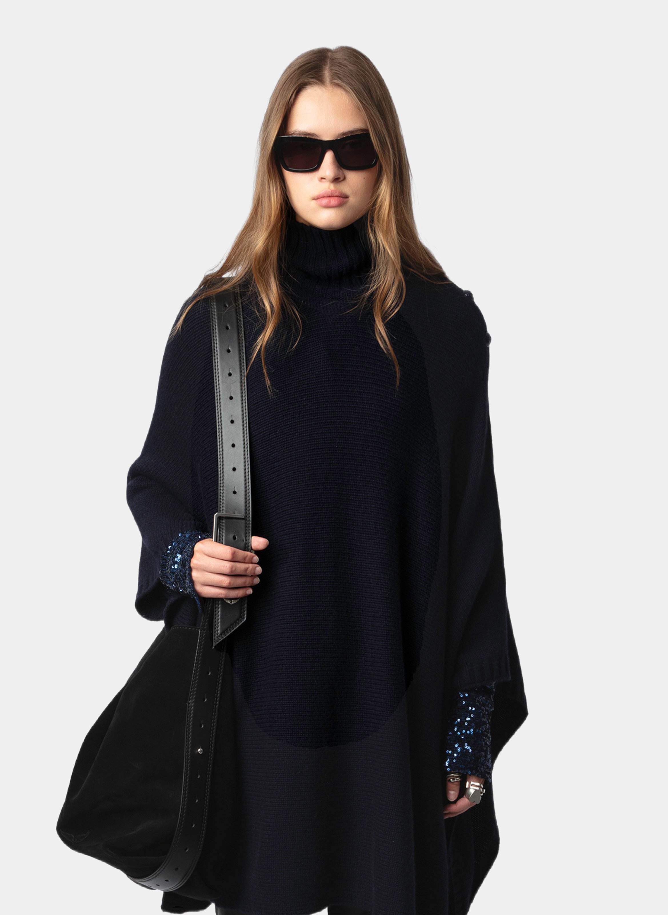 Poncho col montant en cachemire ZADIG&VOLTAIRE Bleu