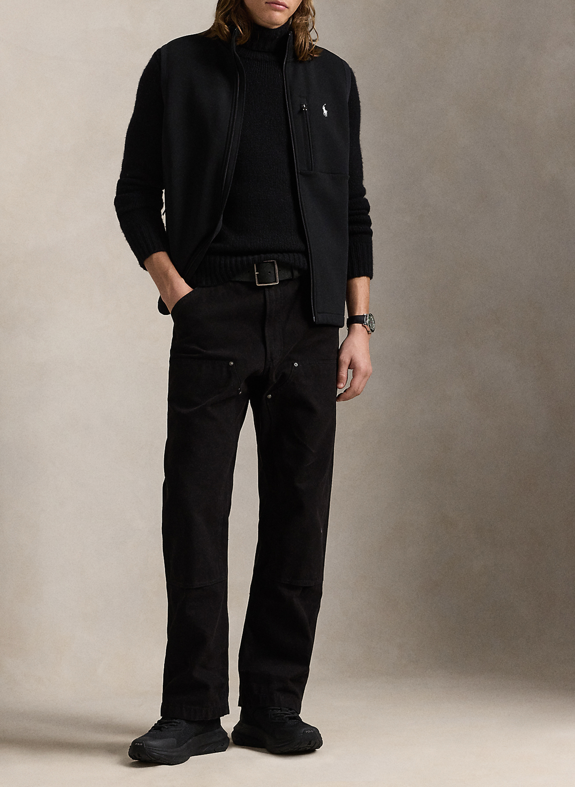 High-neck cotton-blend cardigan POLO RALPH LAUREN Black