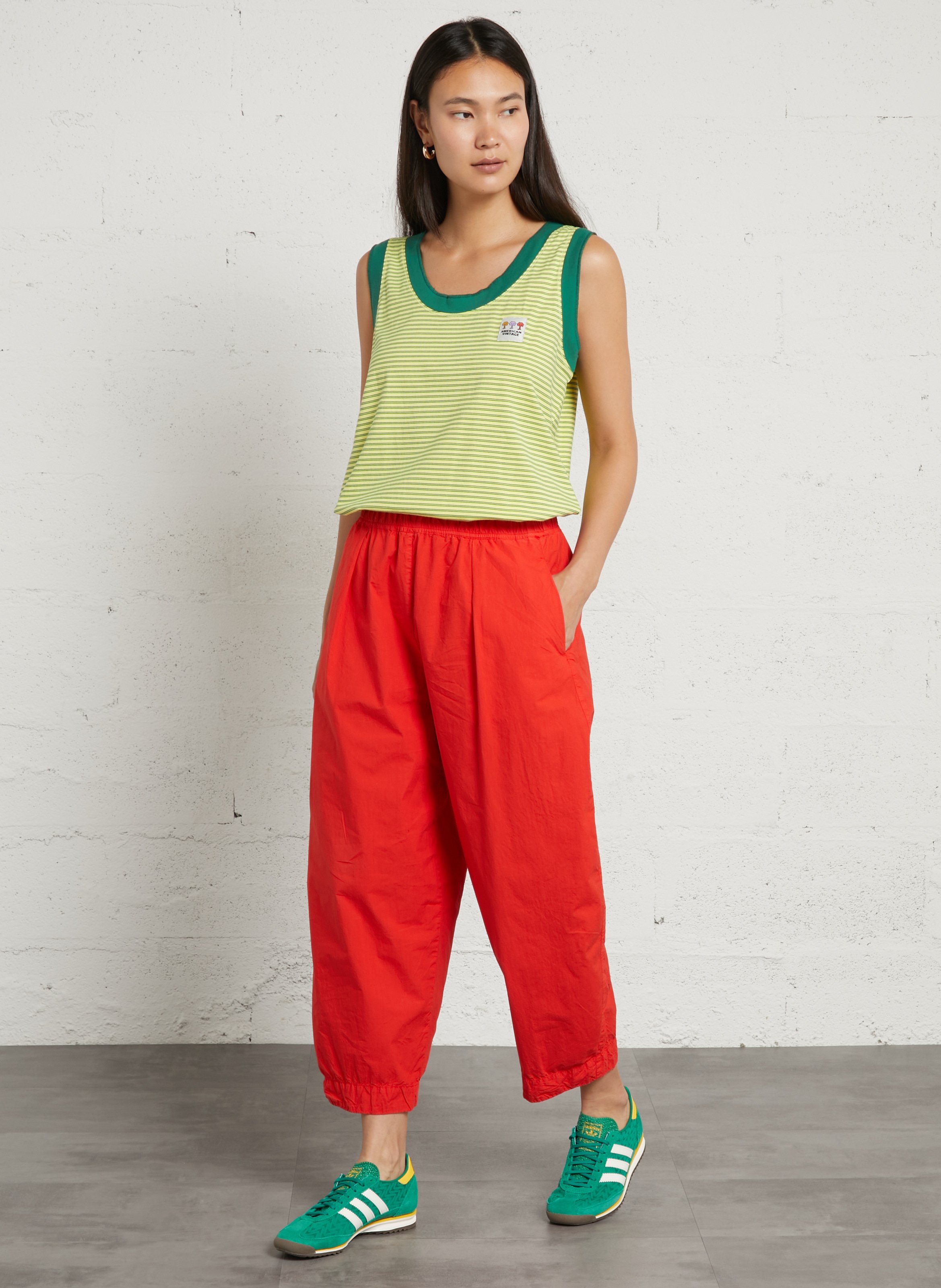 Débardeur droit rayé en coton AMERICAN VINTAGE Jaune