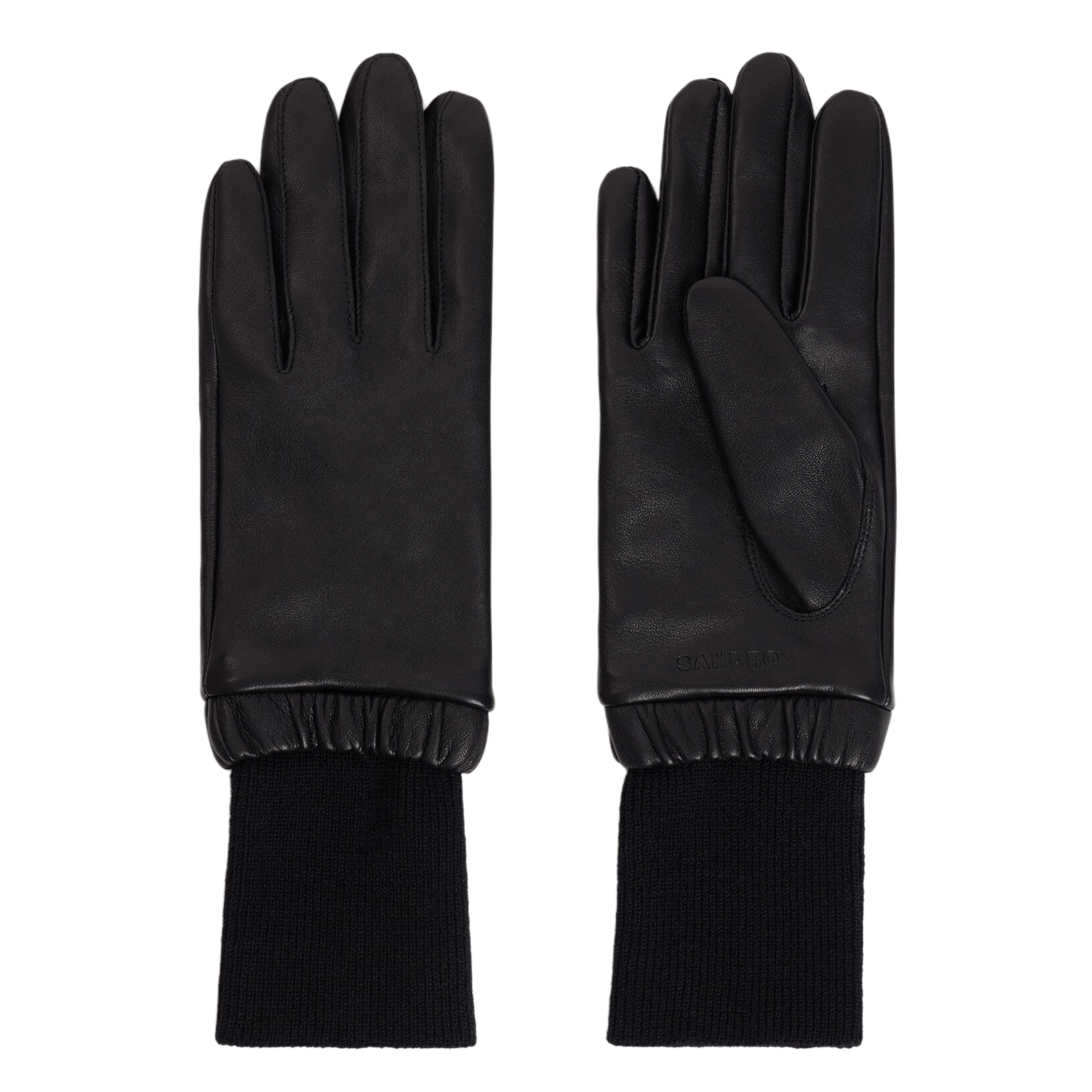 Gants en cuir SANDRO Noir
