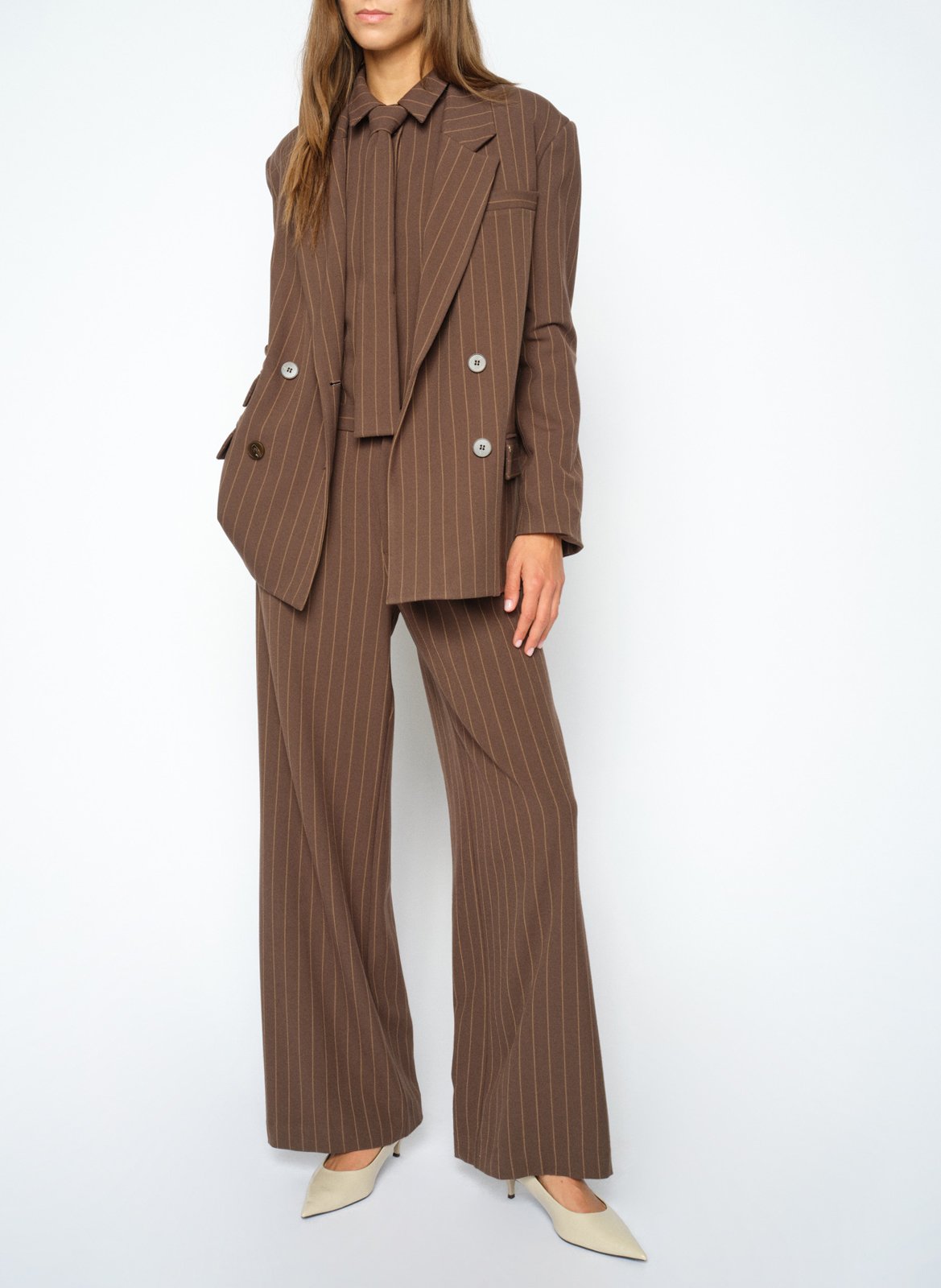 Striped wide-leg pants MOS MOSH Brown