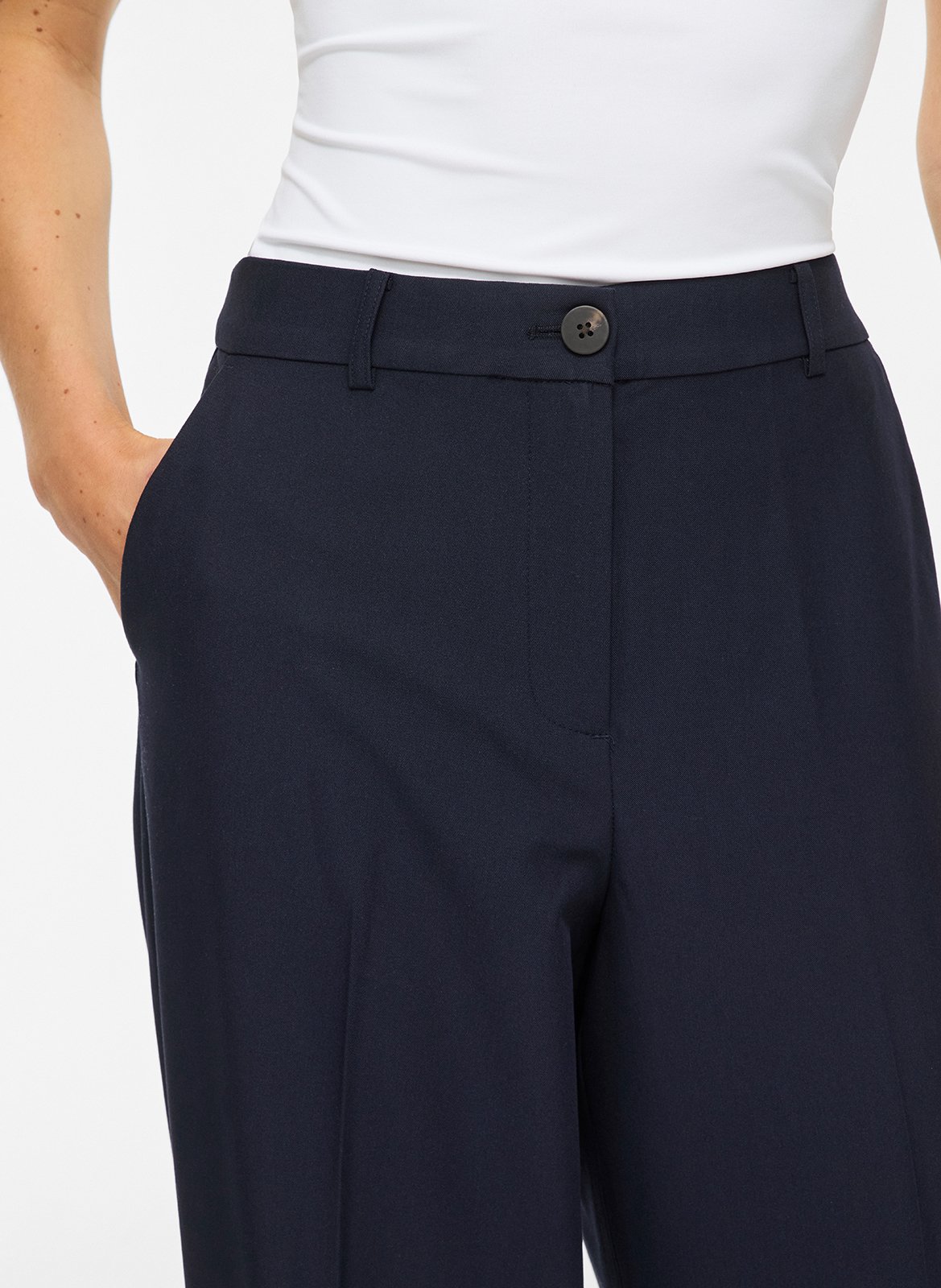 High-waisted straight-leg pants VILA Blue