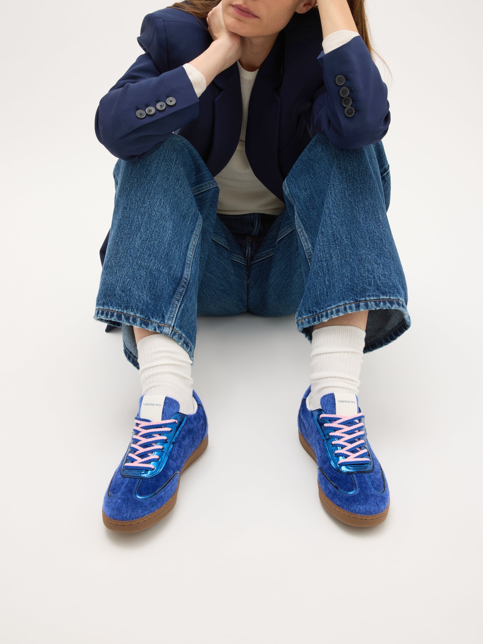 Sneakers with monogram on retro sole VANESSA WU Blue