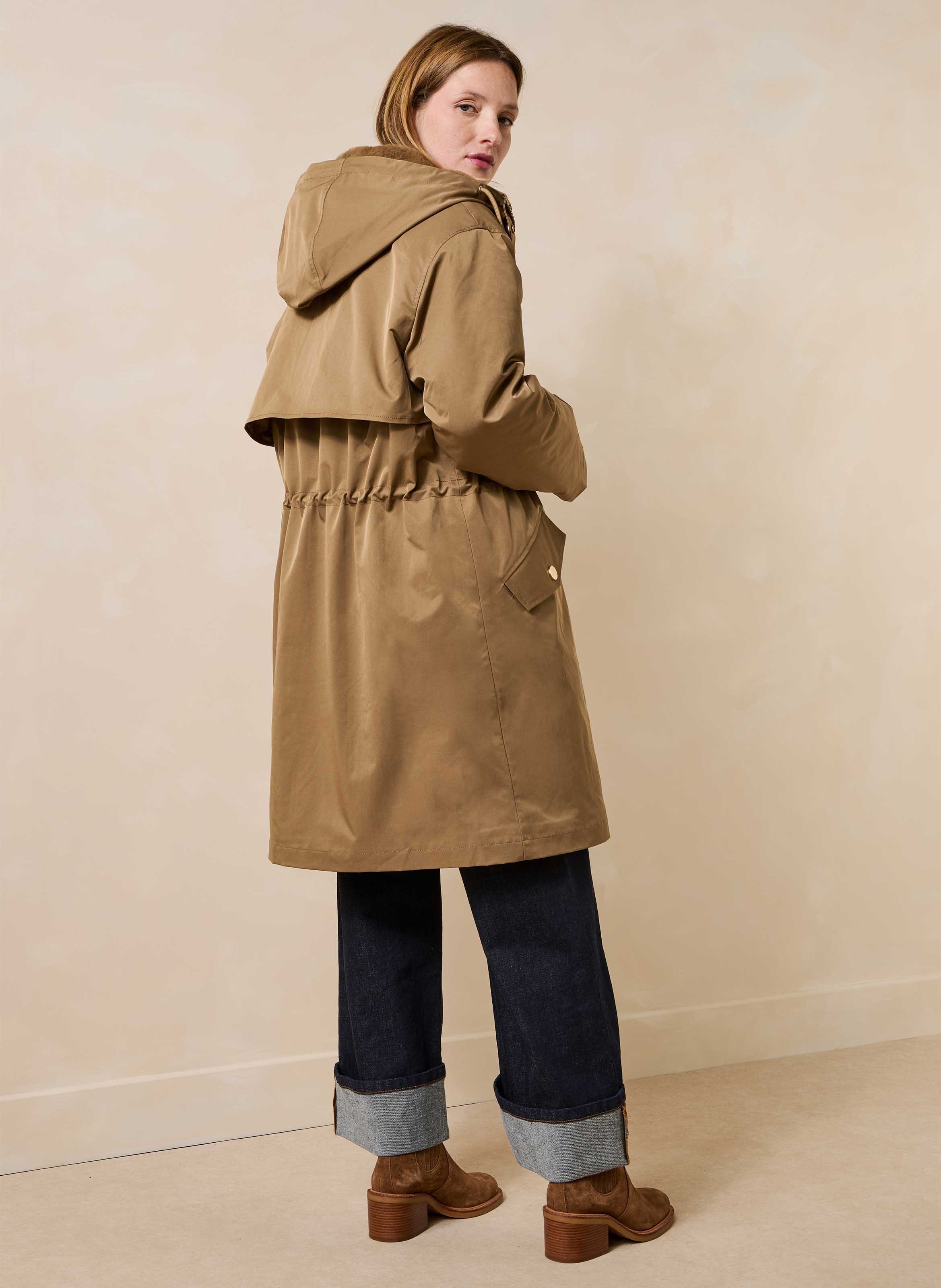 Lange parka met capuchon LA FEE MARABOUTEE Beige