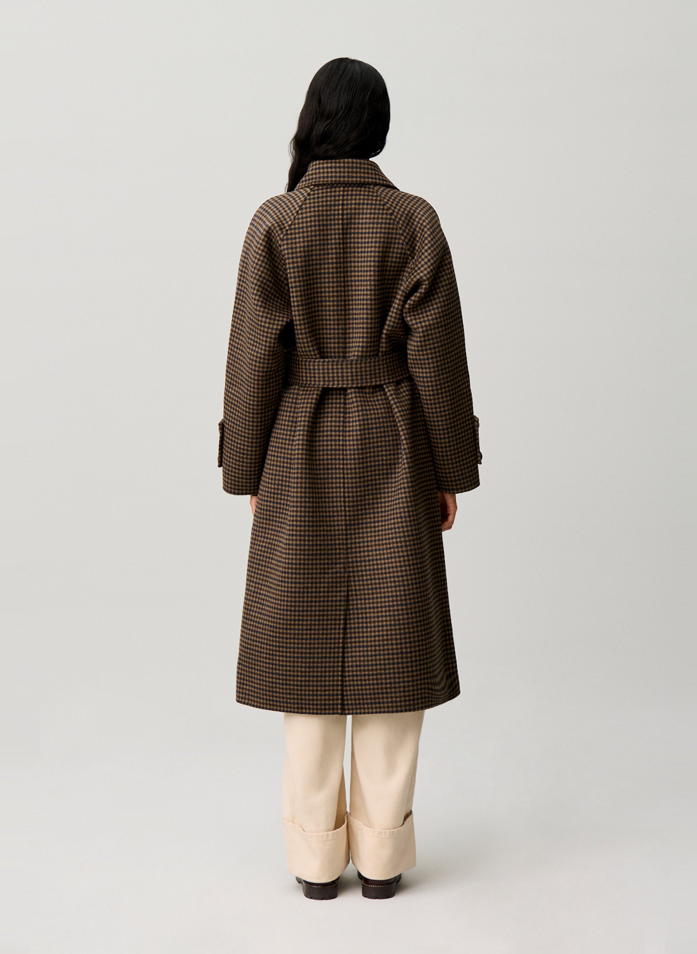 Manteau long ceinturée en laine mélangée CLAUDIE PIERLOT Multicolore
