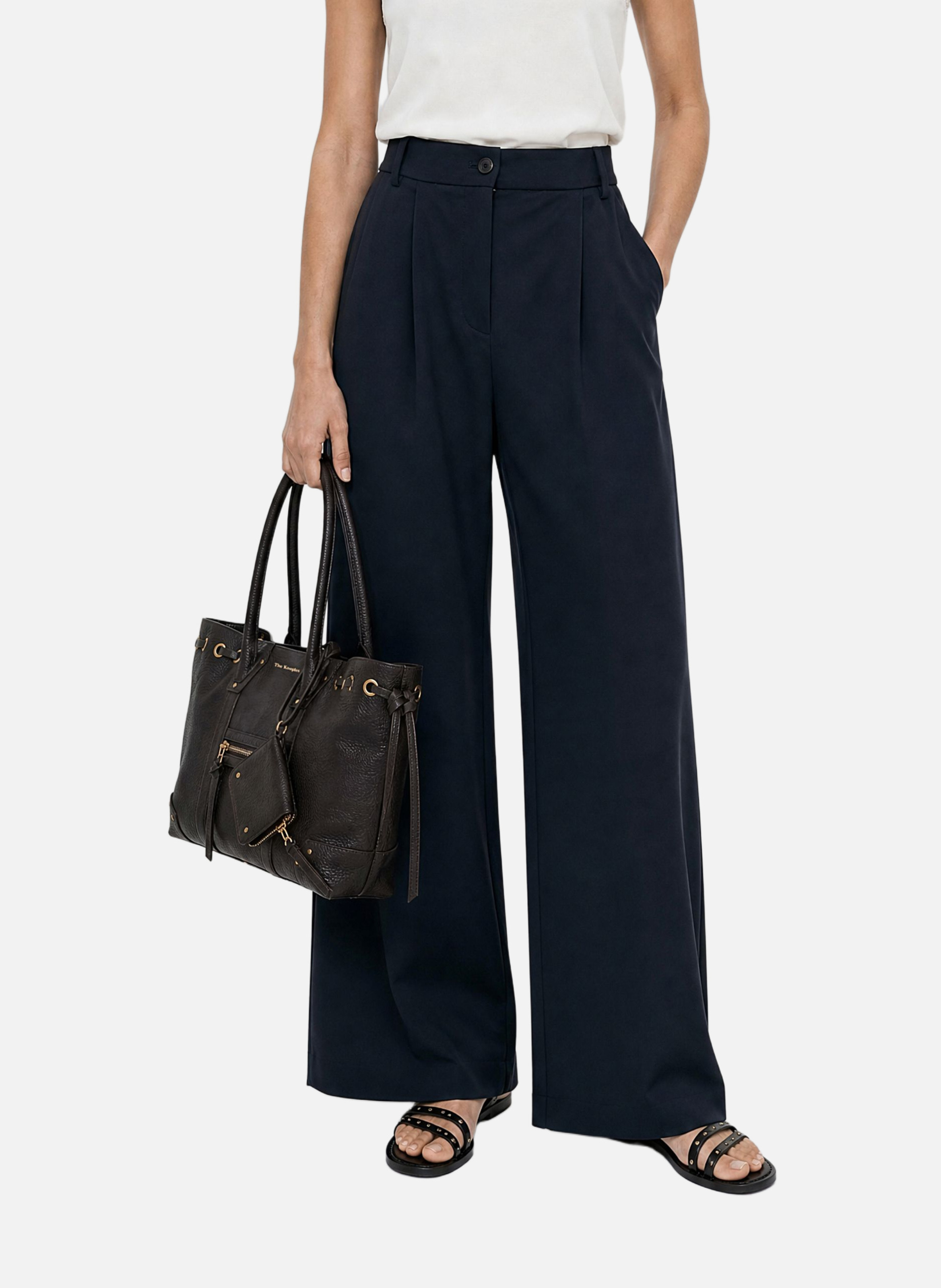 Wide-leg tailored wool blend trousers THE KOOPLES Blue