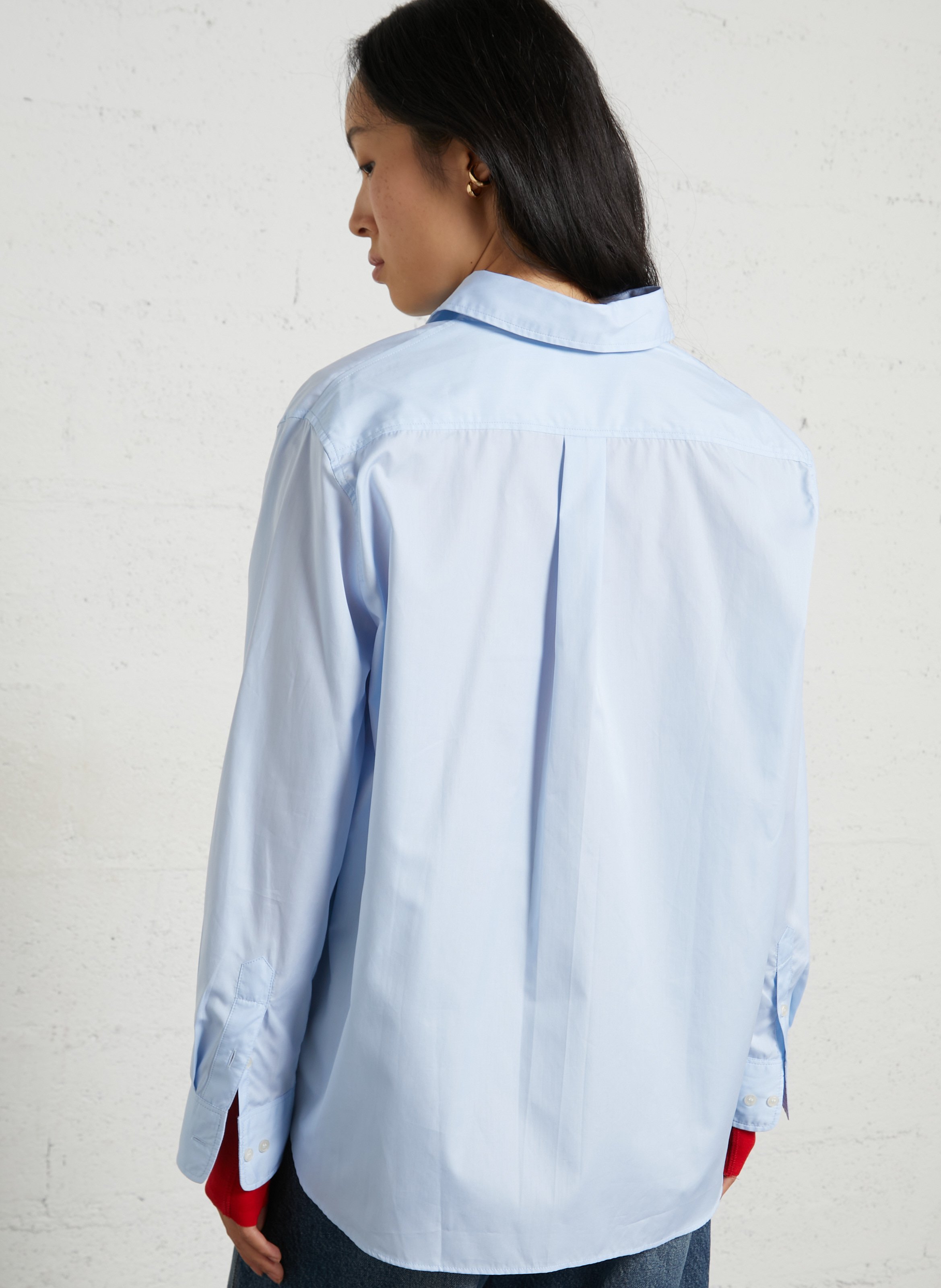 Chemise col classique en coton bio SOEUR Bleu