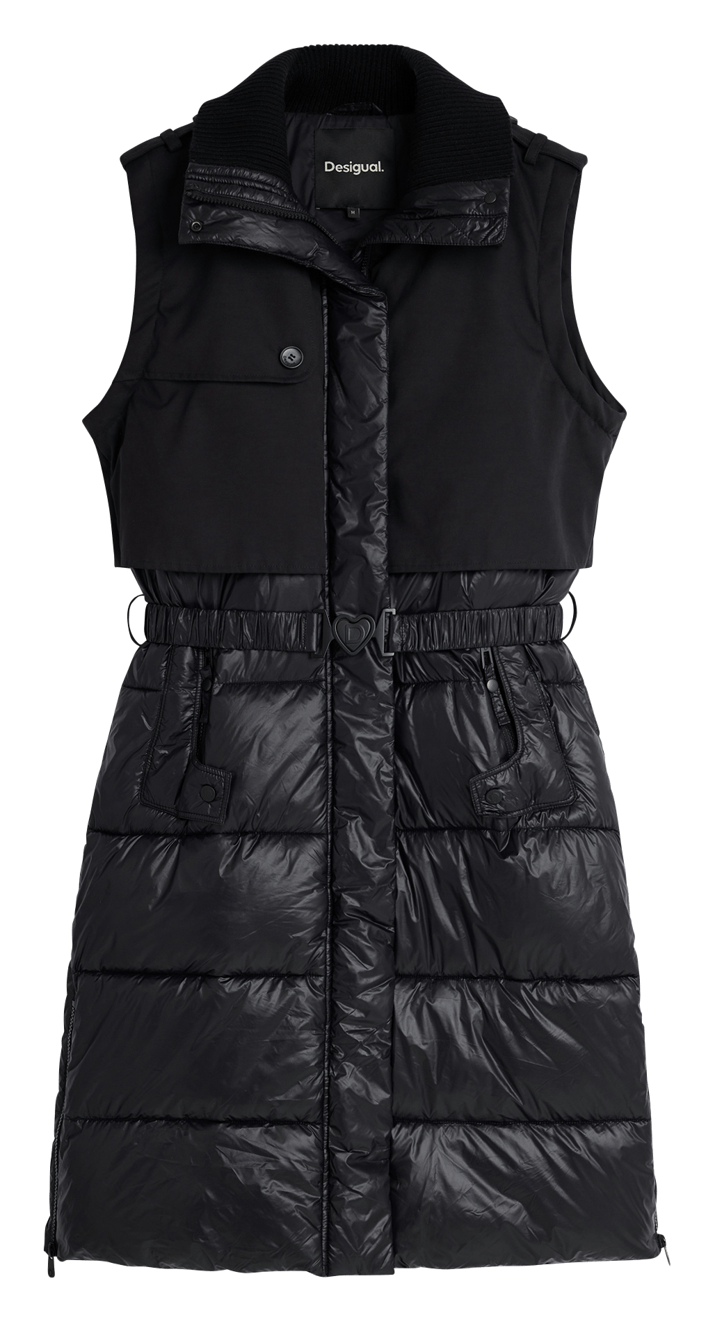 Long coat with trucker collar and detachable sleeves DESIGUAL Black