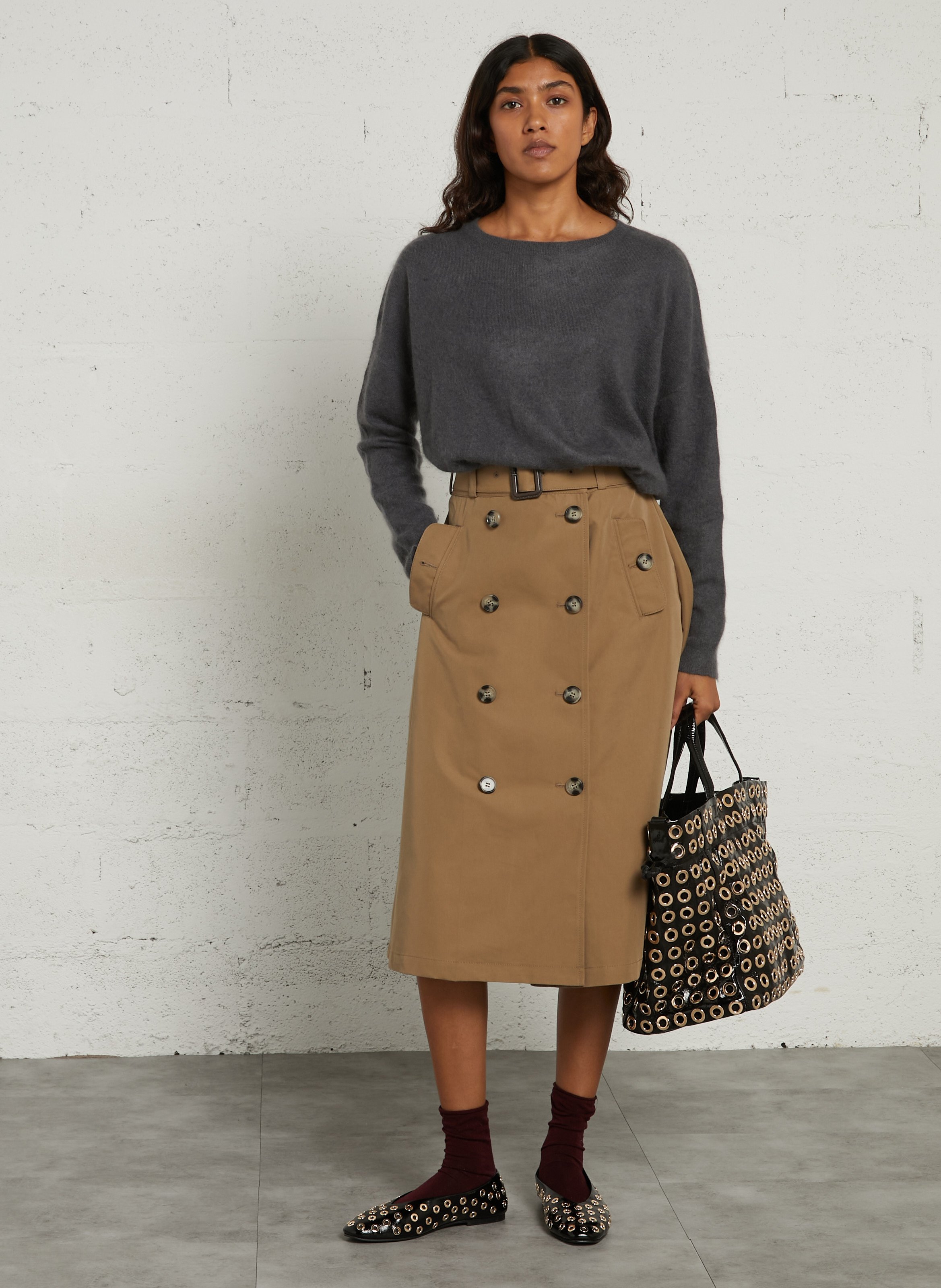 Jupe portefeuille style trench BERENICE Beige