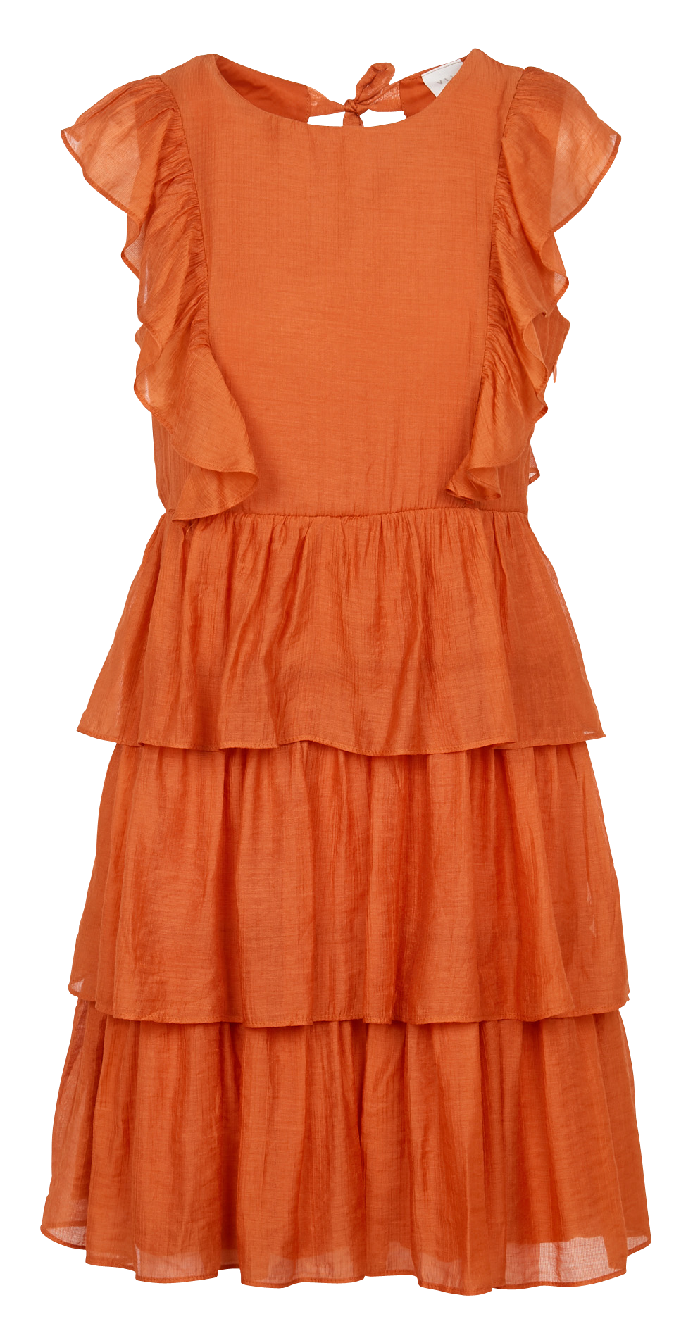 Robe courte col rond à volants VILA Orange