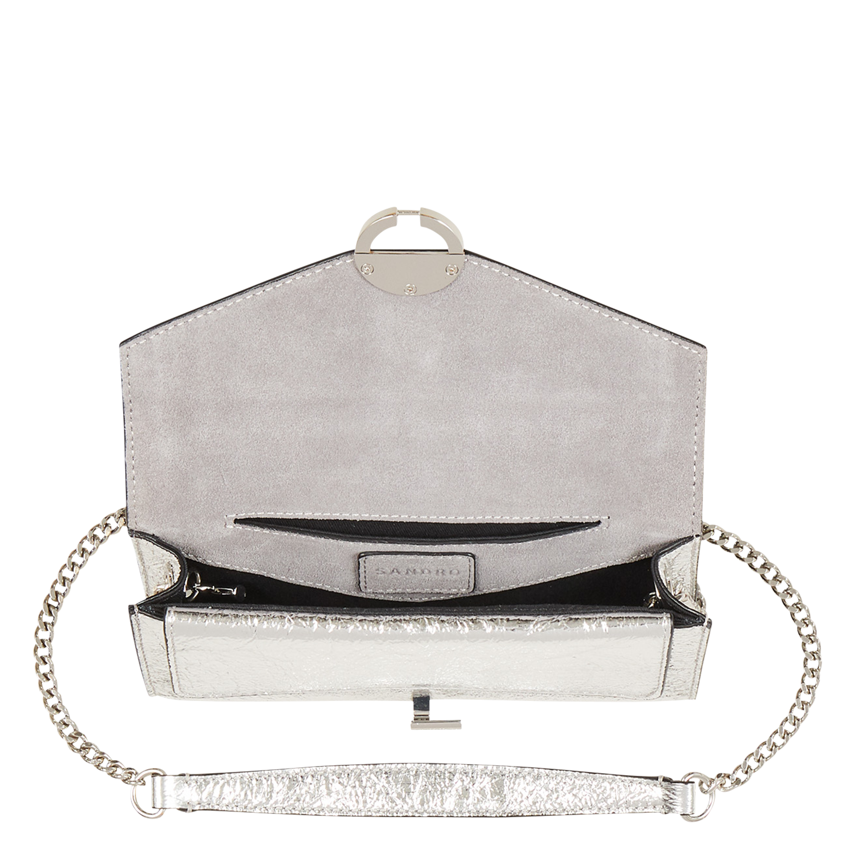 Leather shoulder bag SANDRO Silver