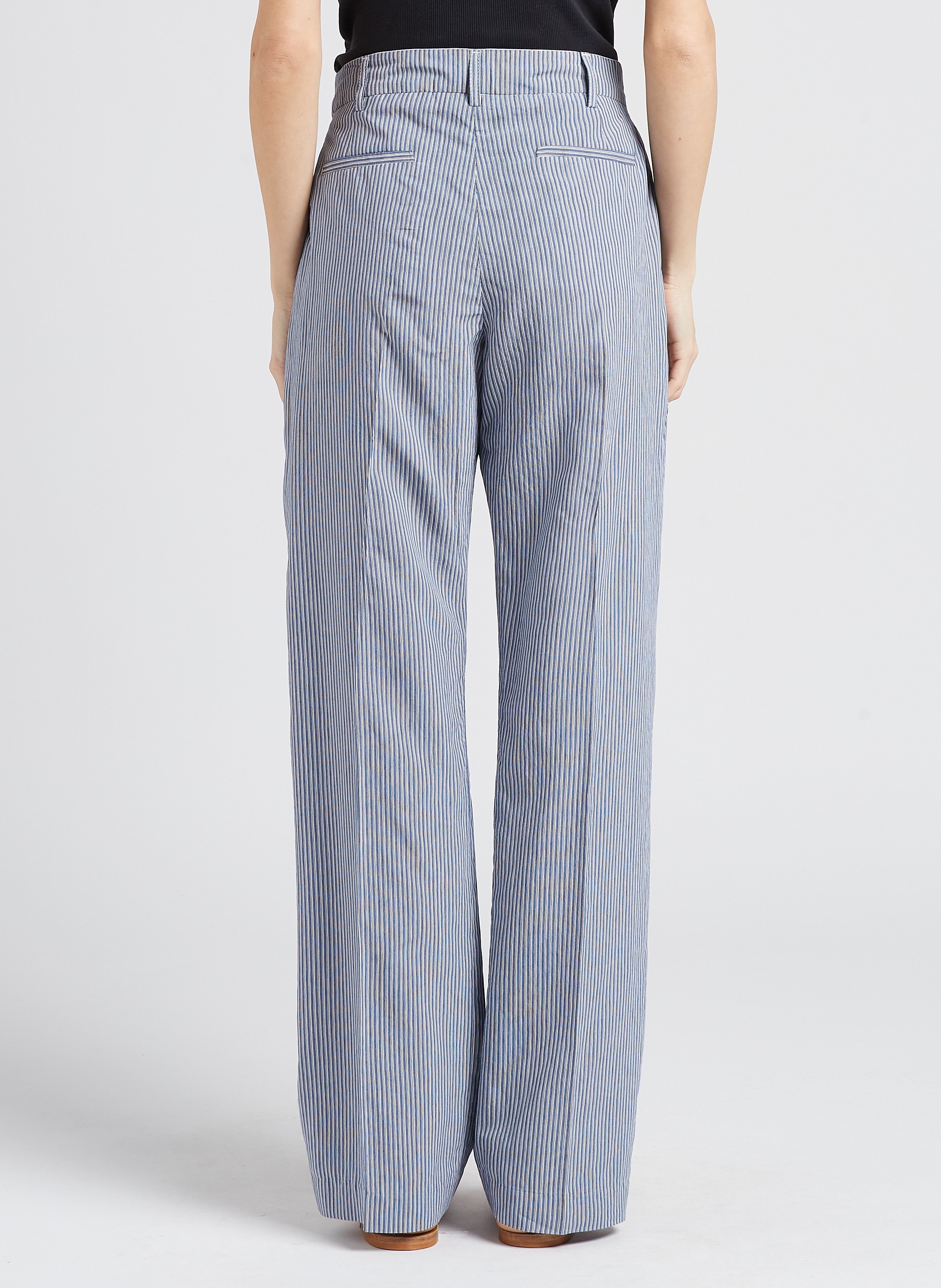 Pantalón recto vaporoso a rayas LAURENCE BRAS Azul