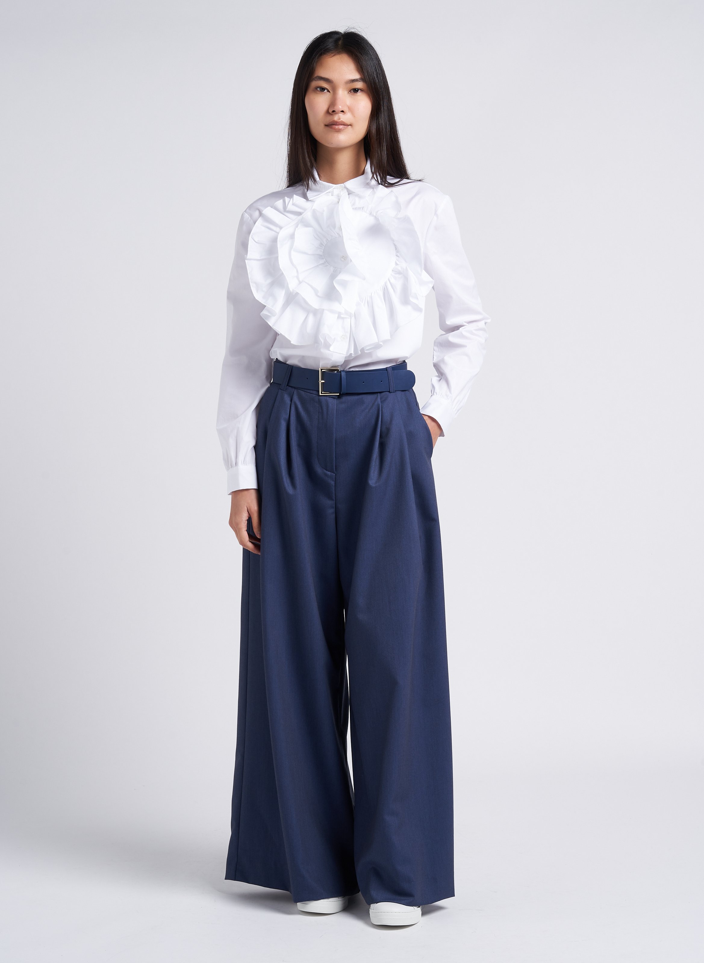 Shirt with frilled collar IMPERIAL White