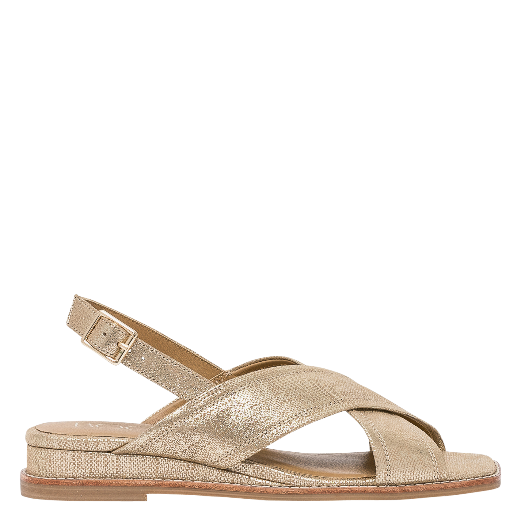 Leren sandaaltje met hak BOCAGE Golden