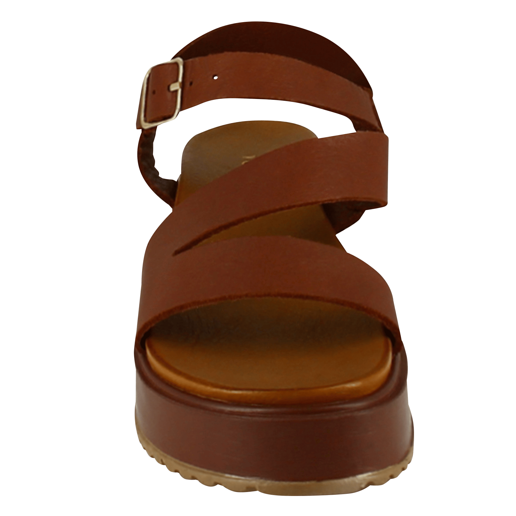 Sandales compensées en cuir Marron