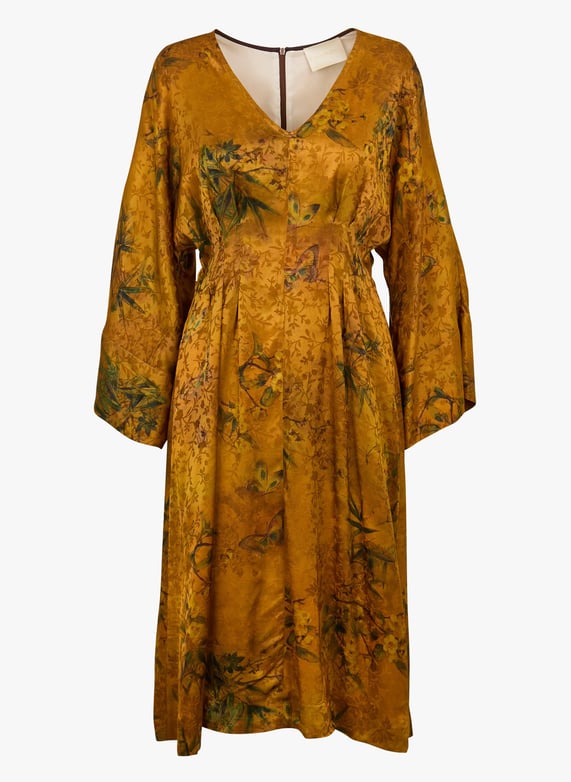 Midi jurk met lange mouwen en print Geel Momoni Dames Place