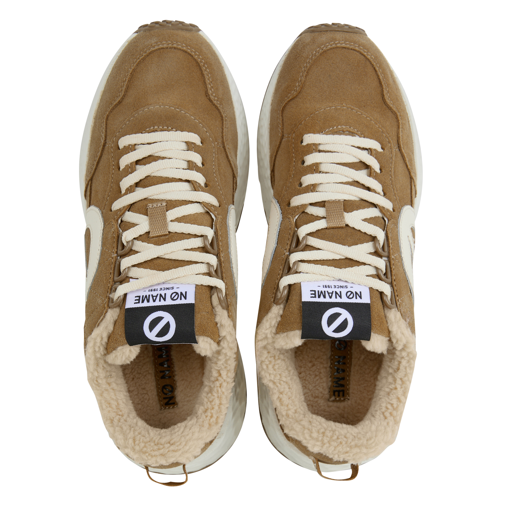 Zapatillas bajas con cuña de cuero aterciopelado NO NAME Marron