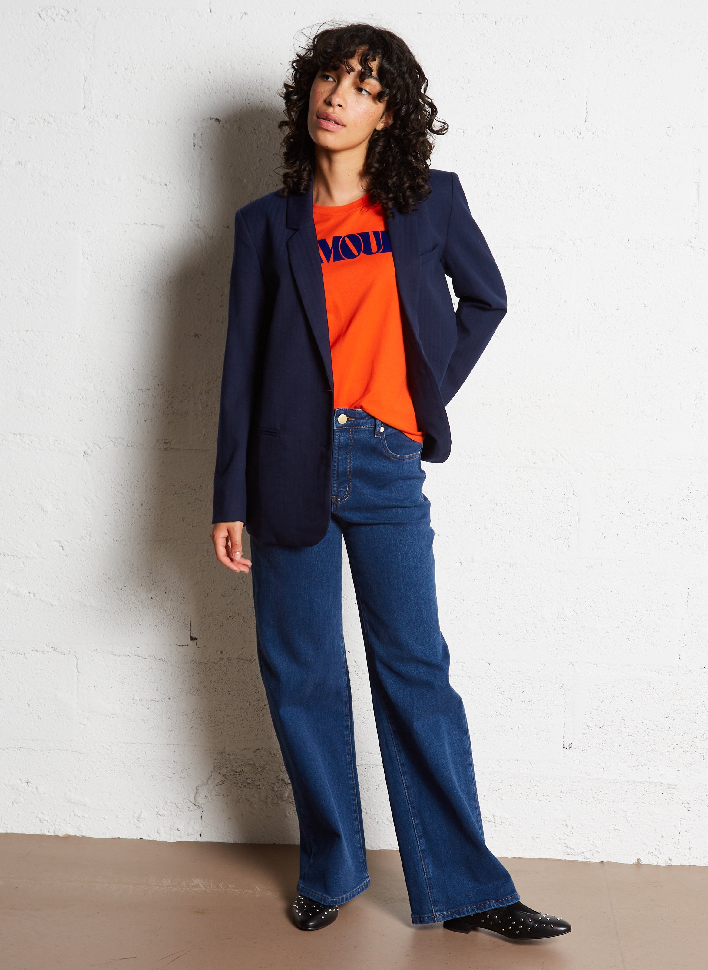 Jean large taille haute en coton mélangé LA PETITE ETOILE Jean brut
