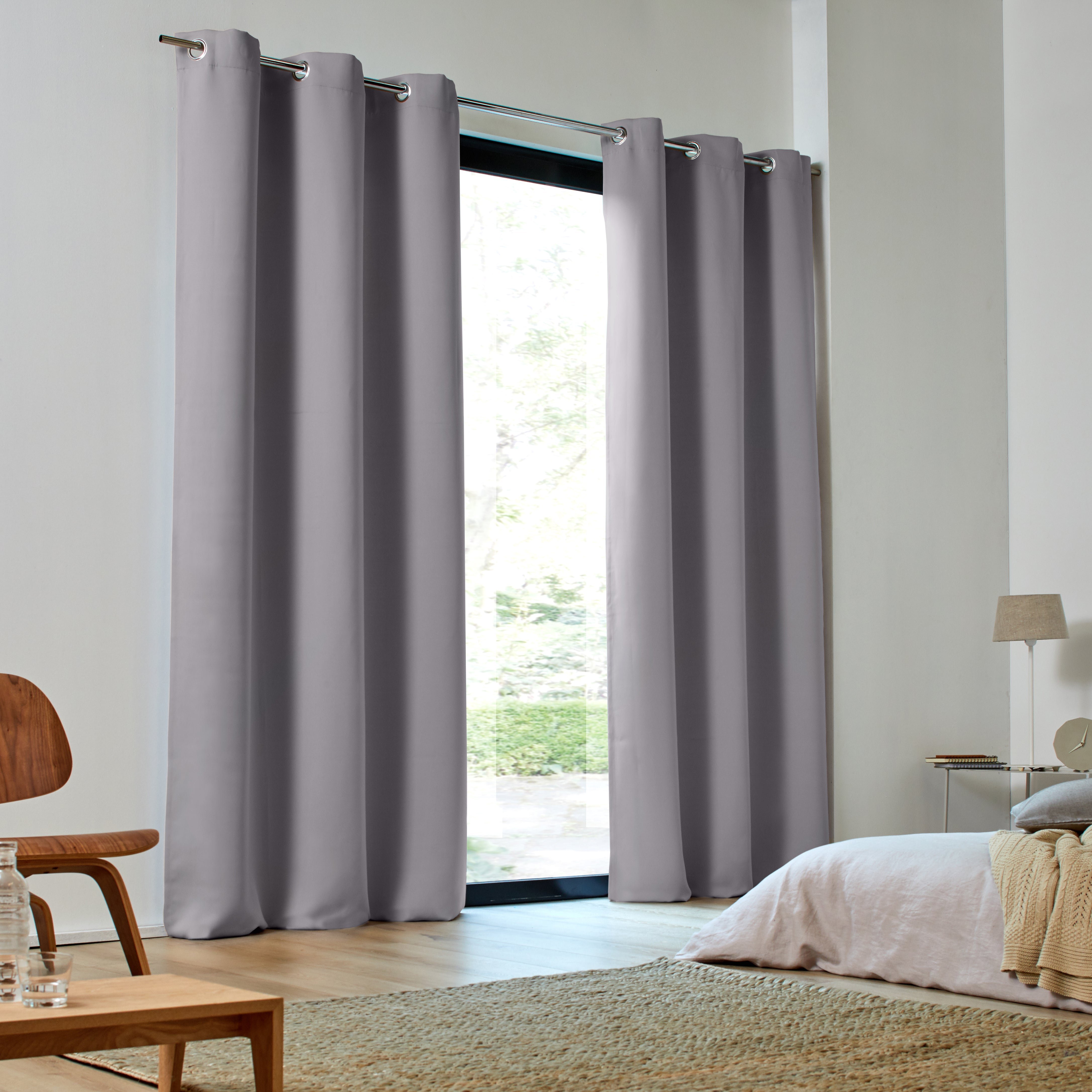 Pack of 2 blackout curtains with eyelets MADURA Grey