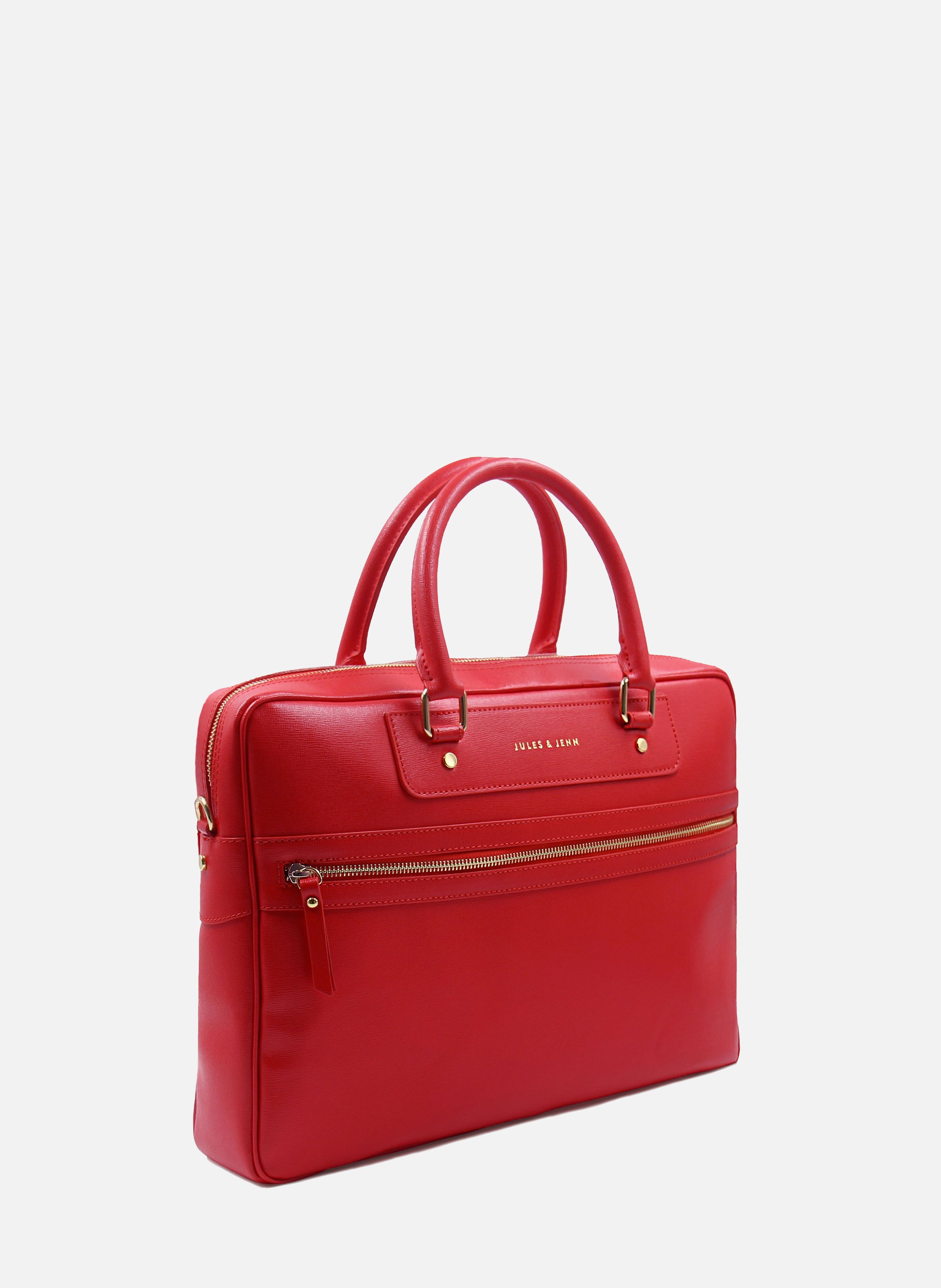 Engraved leather bag JULES & JENN Red