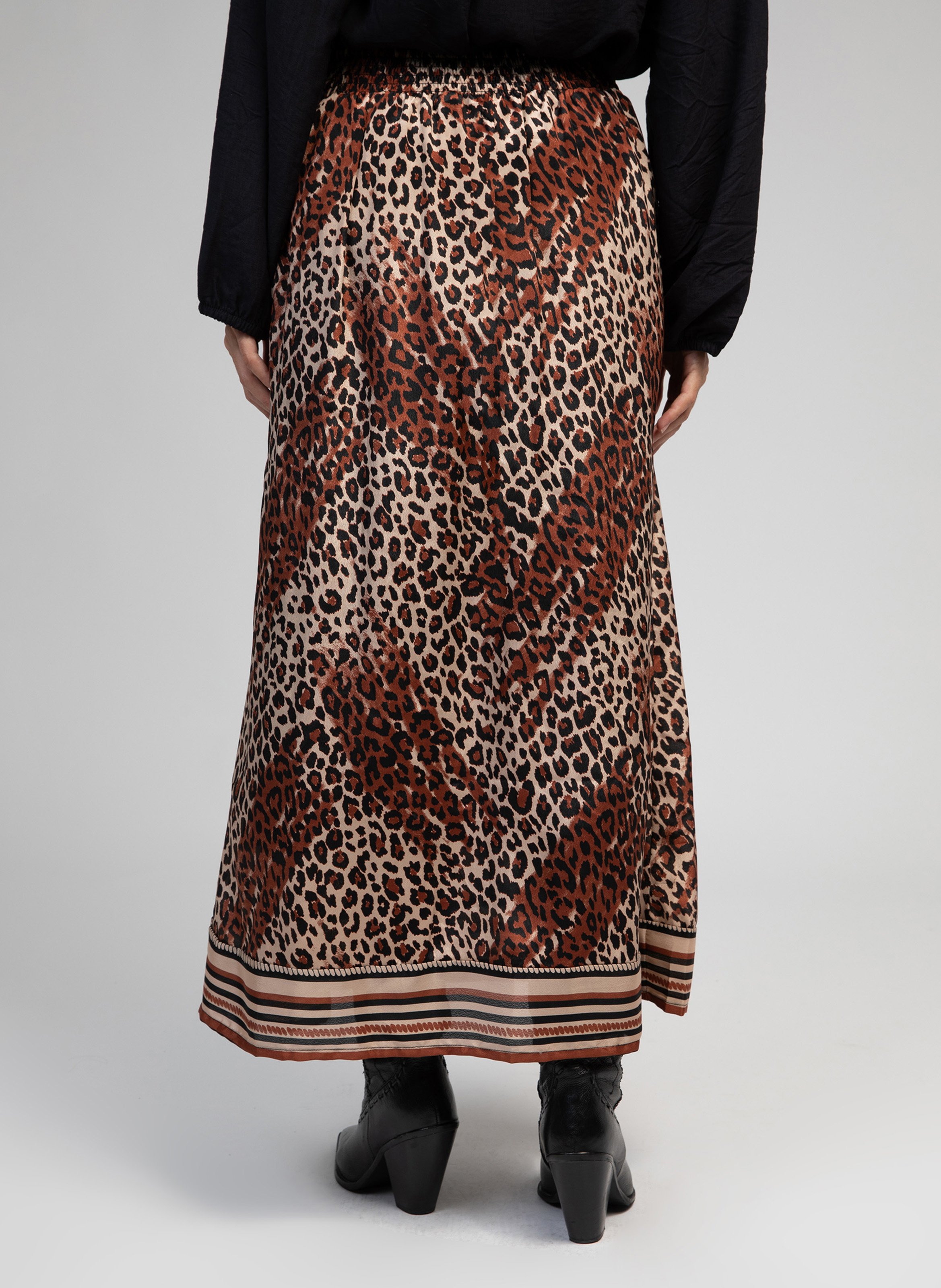 Lange, gerende rok AN'GE Bruin