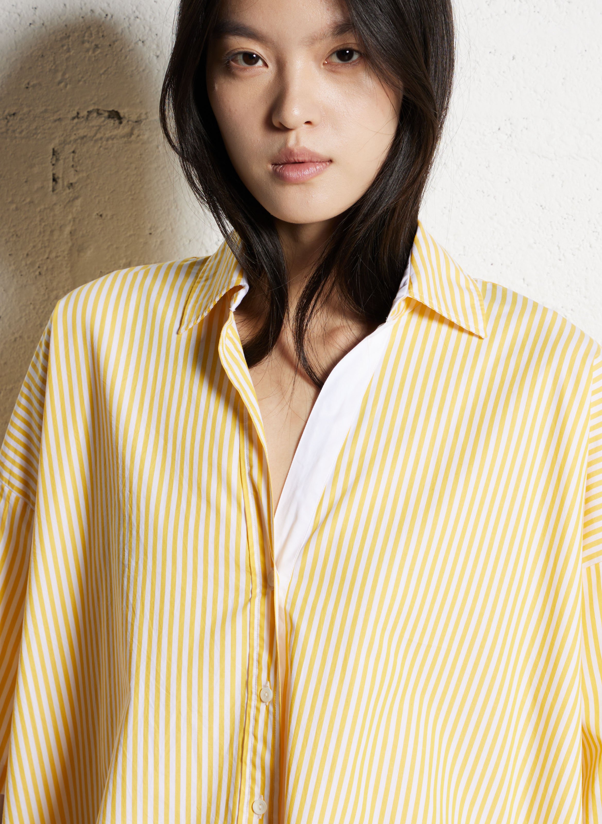 Chemise ample rayée manches courtes DIEGA Jaune