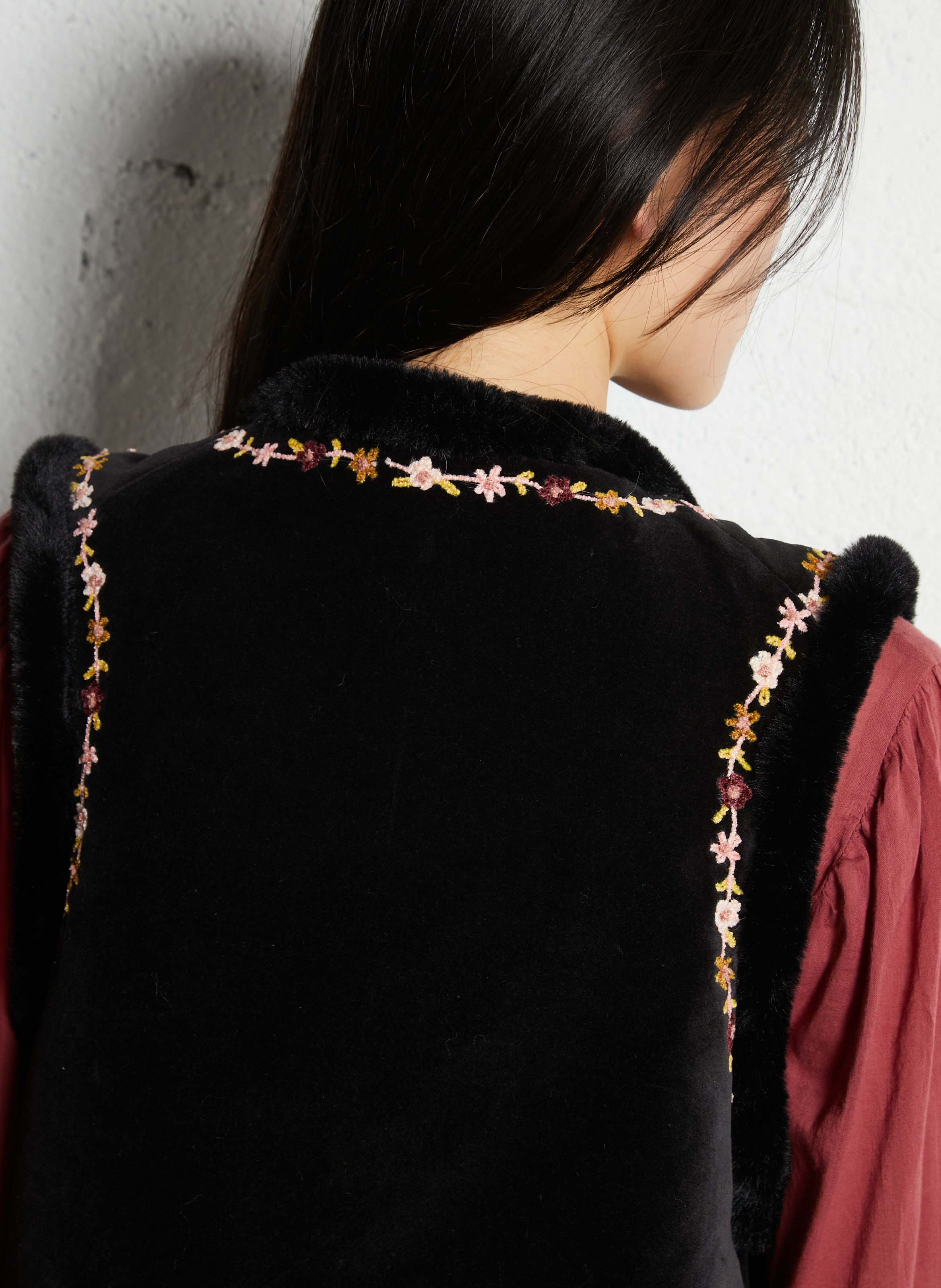Reversible embroidered cotton jacket LOUISE MISHA Black