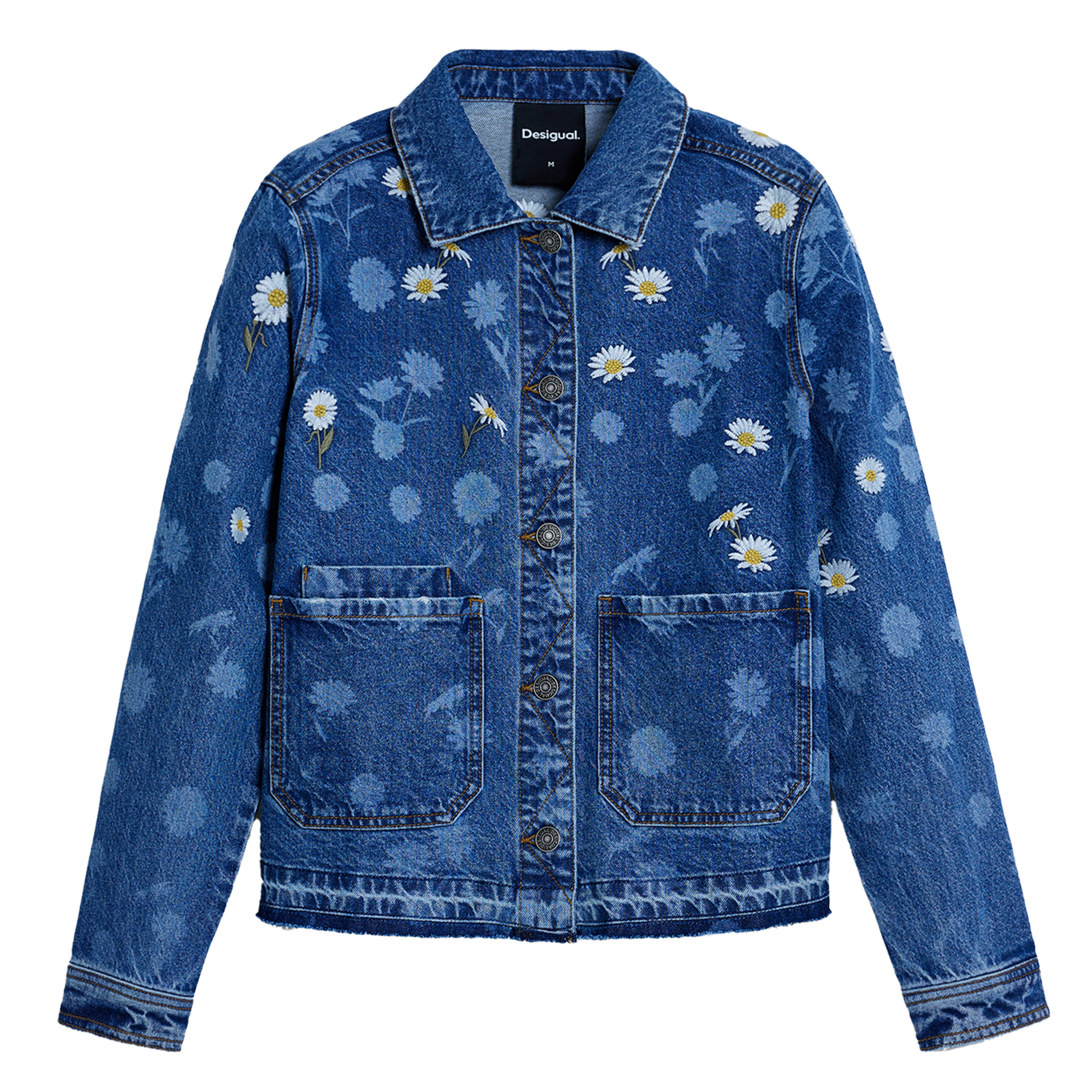 Veste col classique en denim de coton DESIGUAL Bleu
