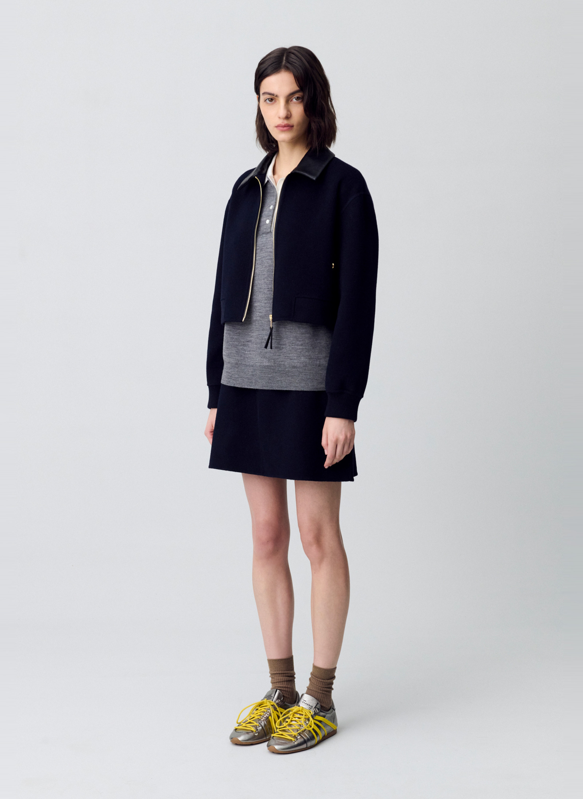 Short straight skirt in double-faced wool CLAUDIE PIERLOT Blue