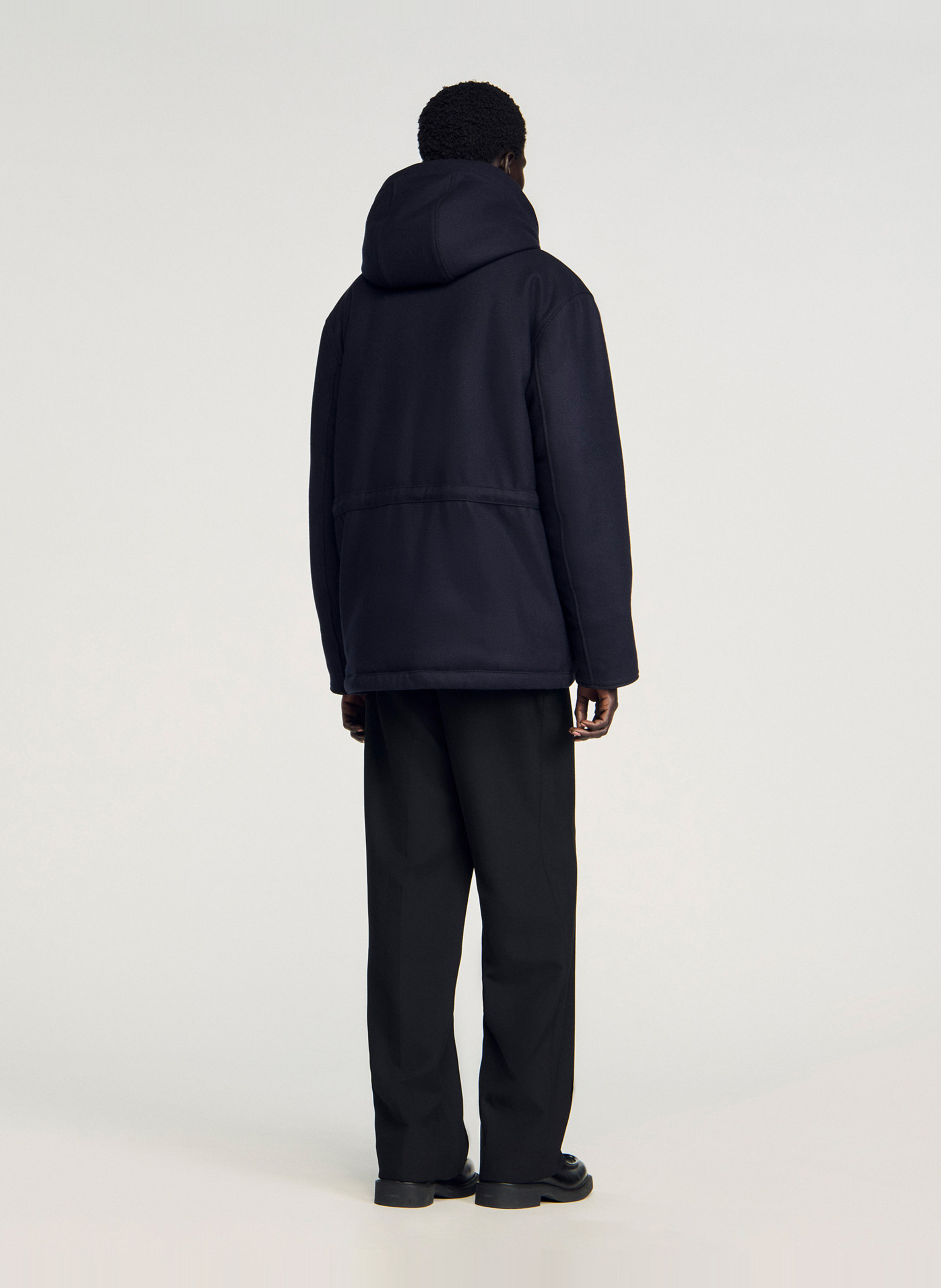 Recht gesneden parka met knopen en capuchon SANDRO Blauw