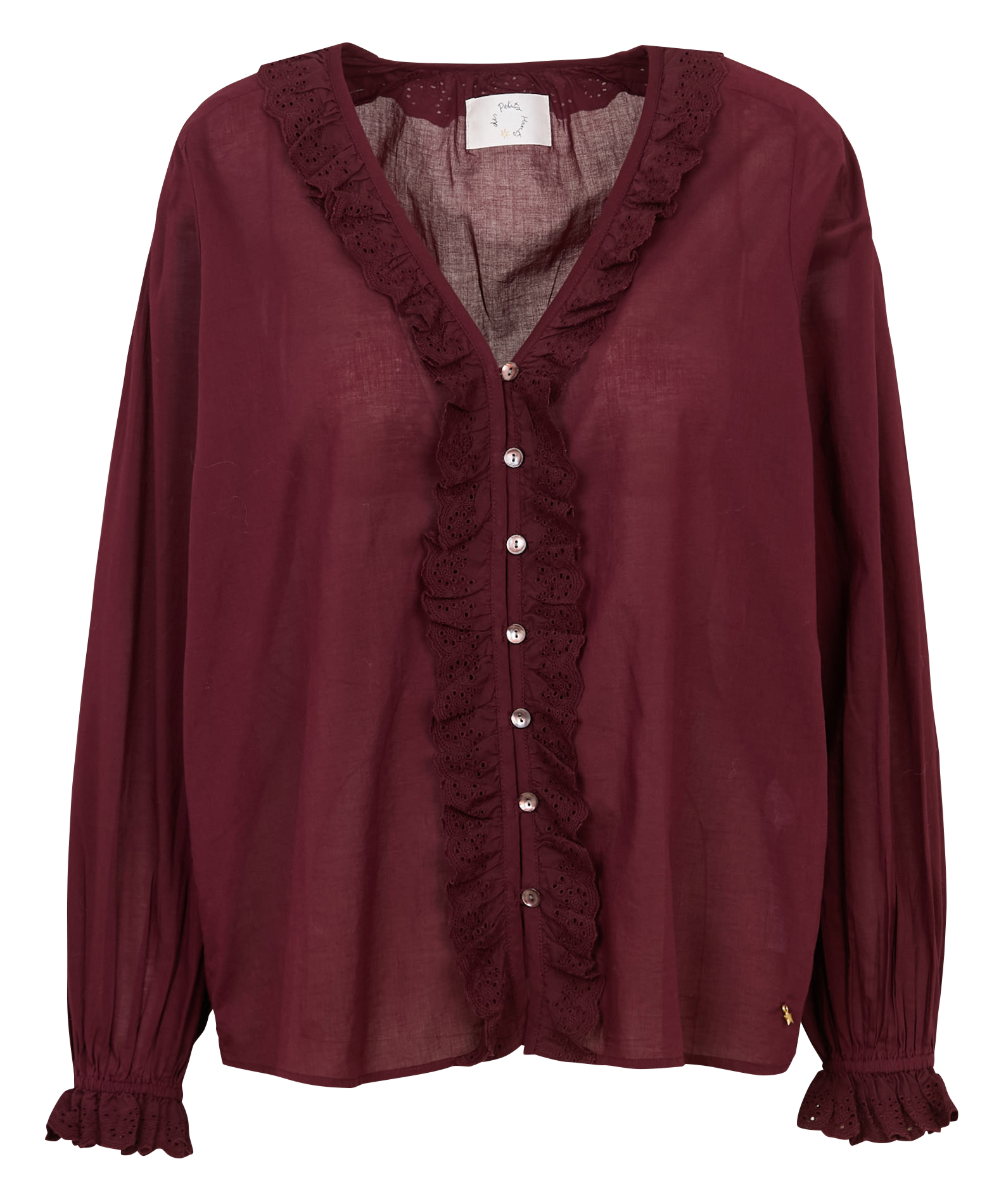 Cotton V-neck blouse DES PETITS HAUTS Purple